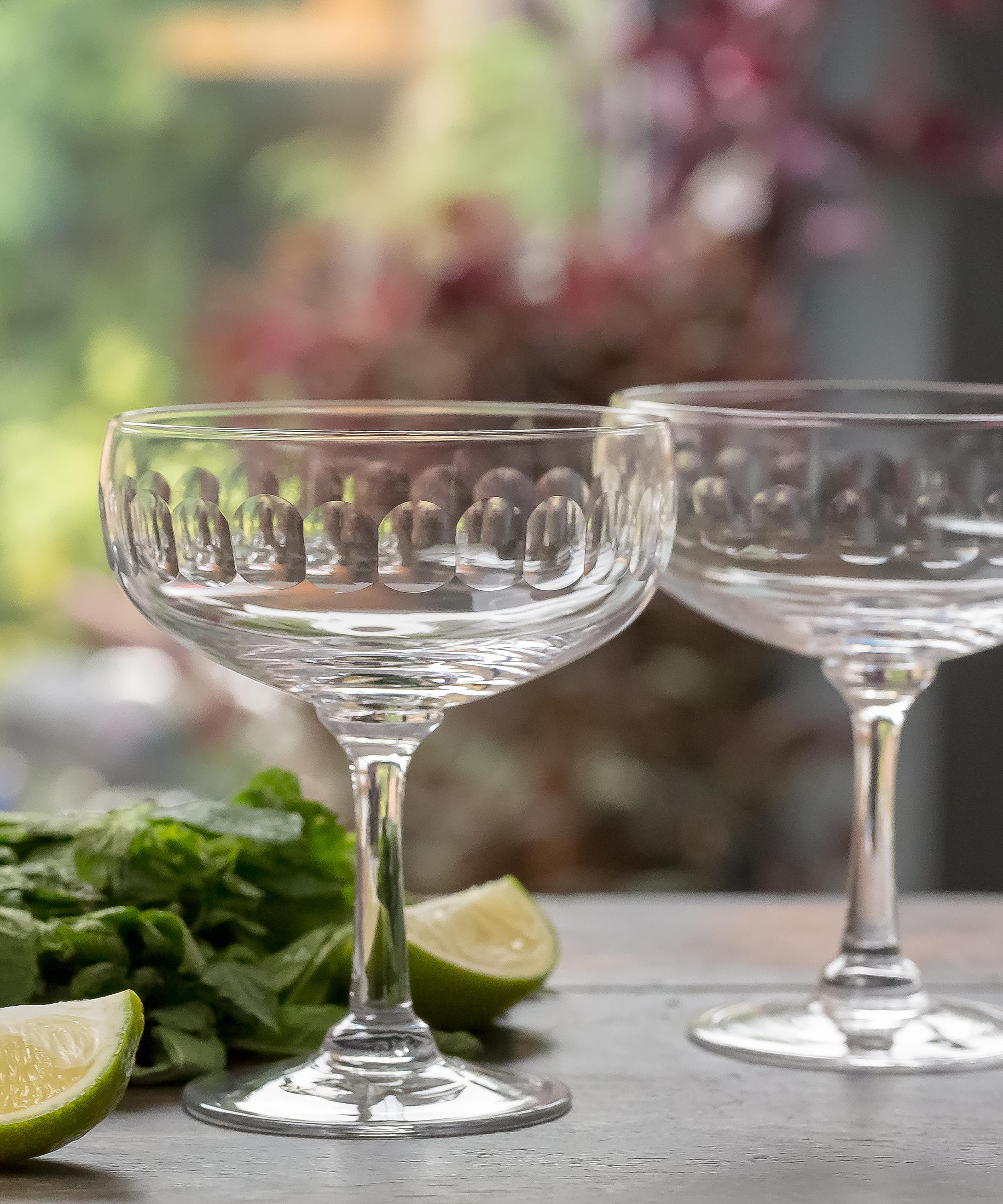 A Set Of Four Rose Crystal Cocktail Glasses With Lens Design, The Vintage  List