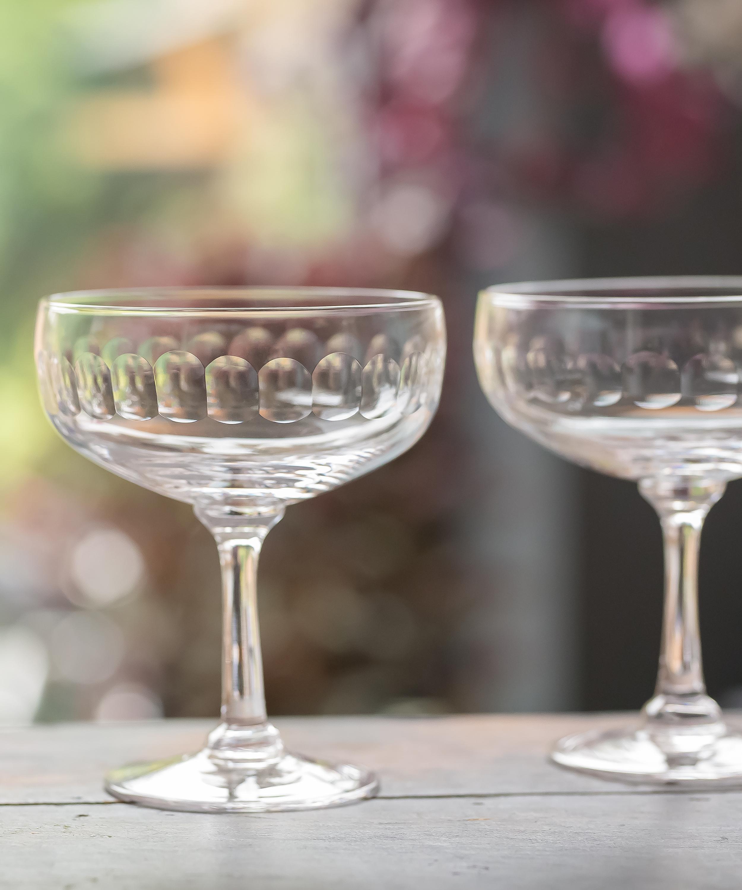 Crystal Martini Glasses With Lens Design, Set of 2