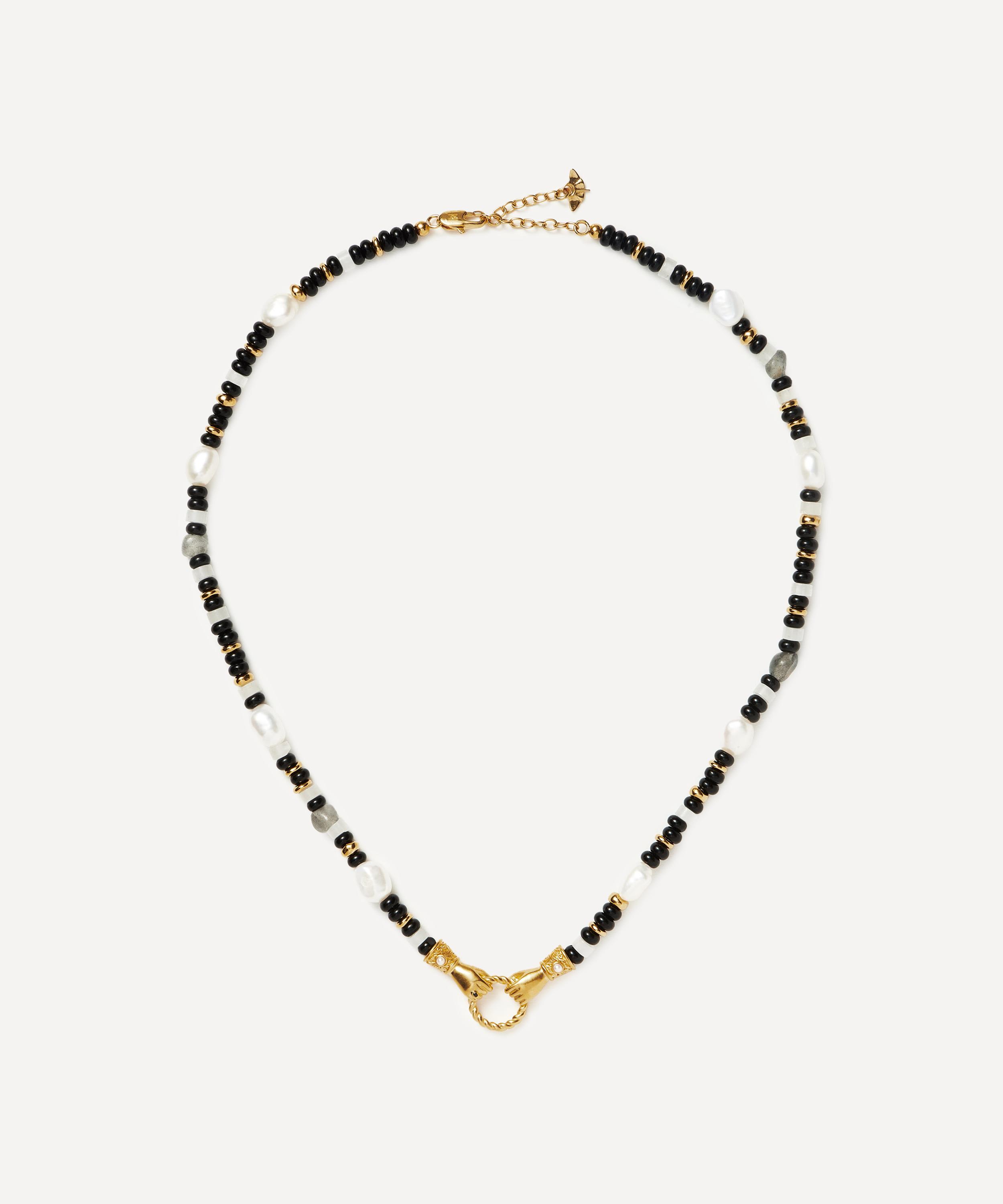 Missoma - X Harris Reed 18ct Gold-Plated In Good Hands Beaded Gemstone Necklace image number 1