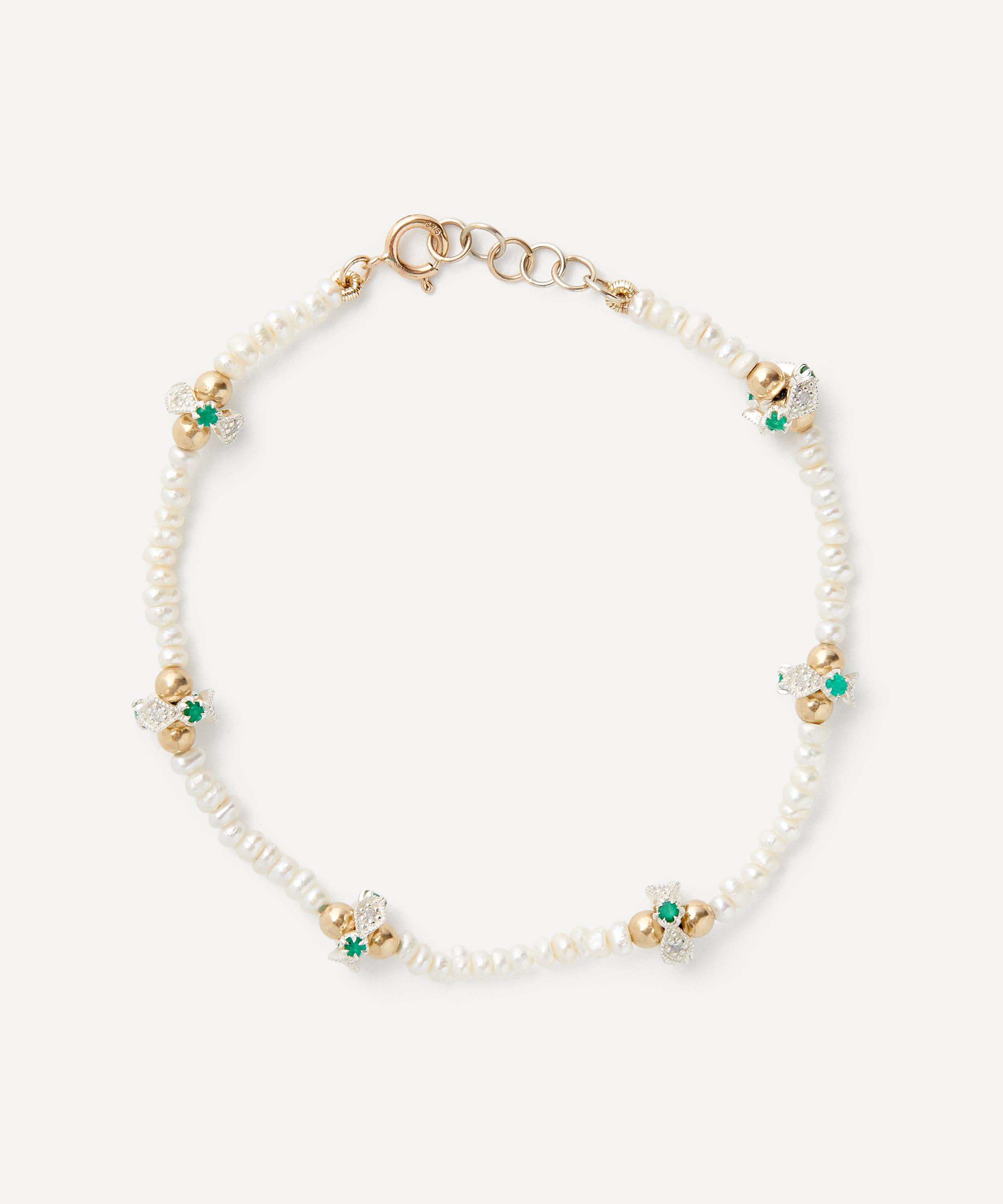 Pascale Monvoisin - 9ct Gold Chelsea No.1 Pearl and Emerald Bracelet image number 