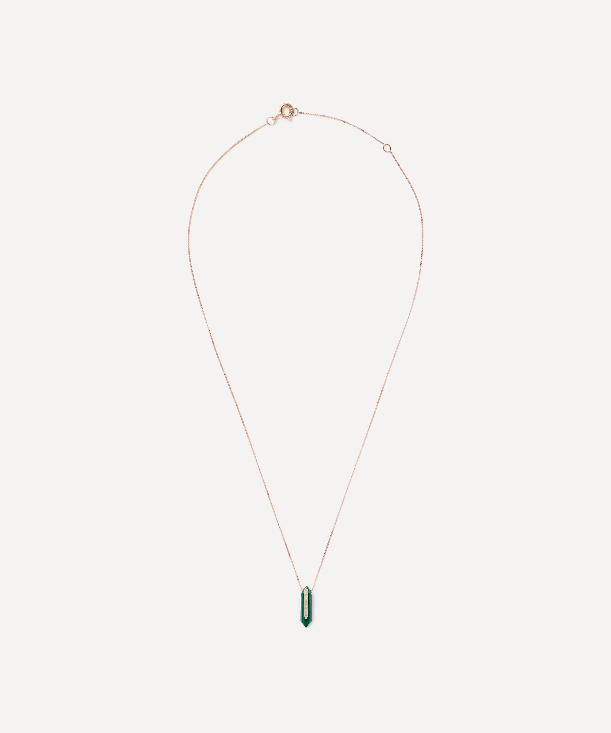 Pascale Monvoisin - 14ct Rose Gold Moon No.1 Malachite Pendant Necklace image number 1