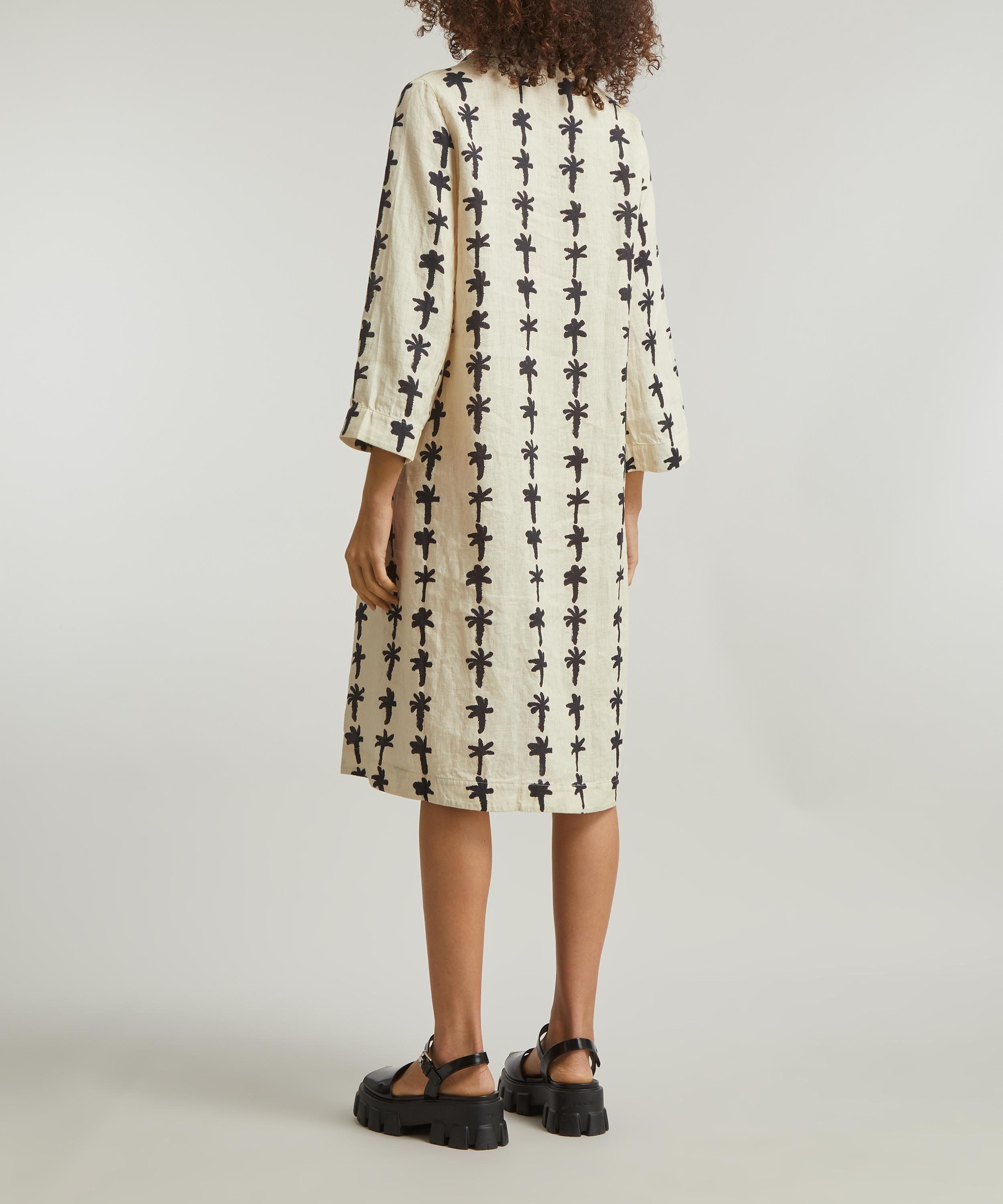 Desmond & Dempsey - Palm Stripe Print Linen Kaftan image number 3
