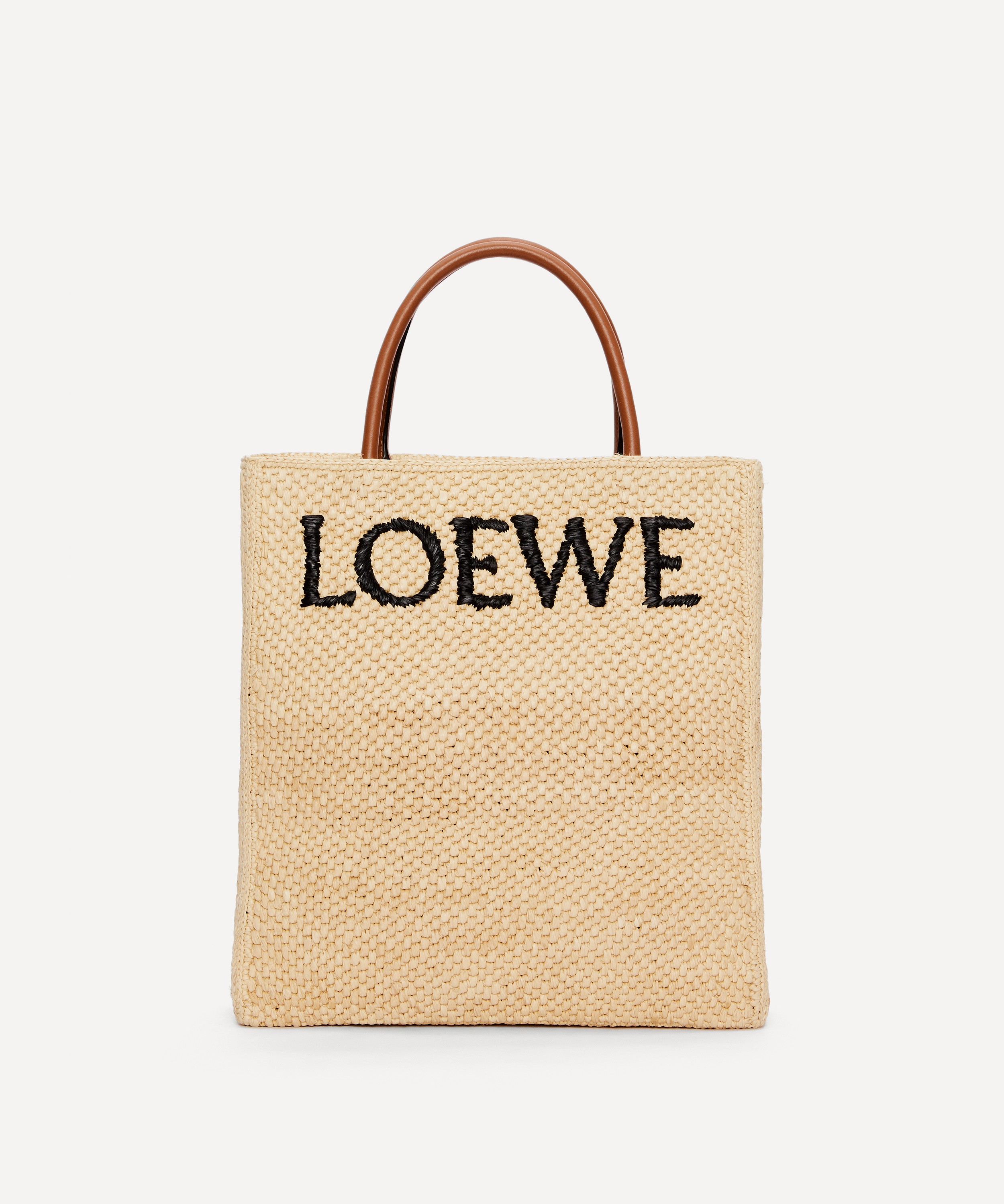 Shop LOEWE Stripes Calfskin Street Style Leather Straw Bags by