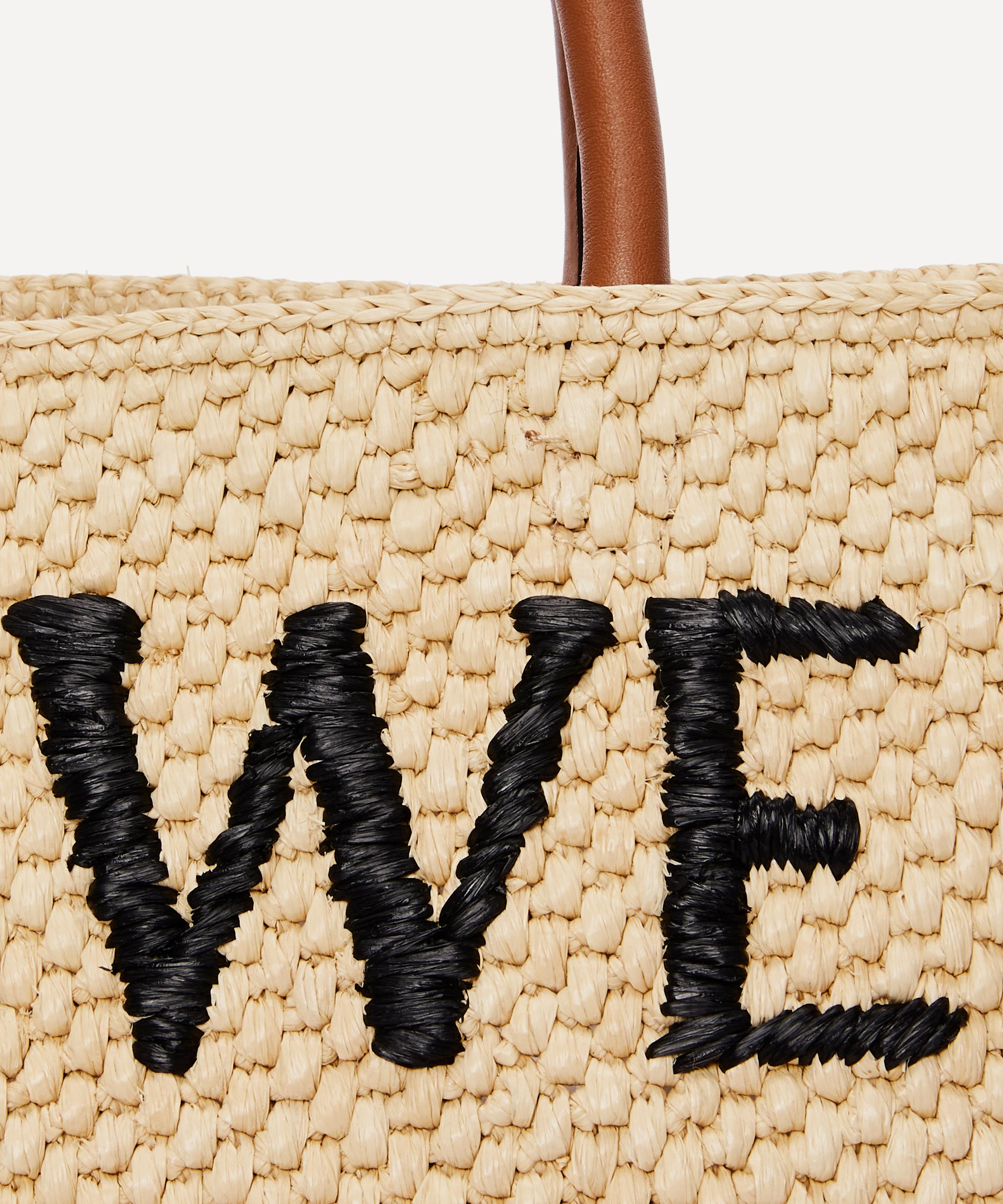 Shop LOEWE Stripes Calfskin Street Style Leather Straw Bags by