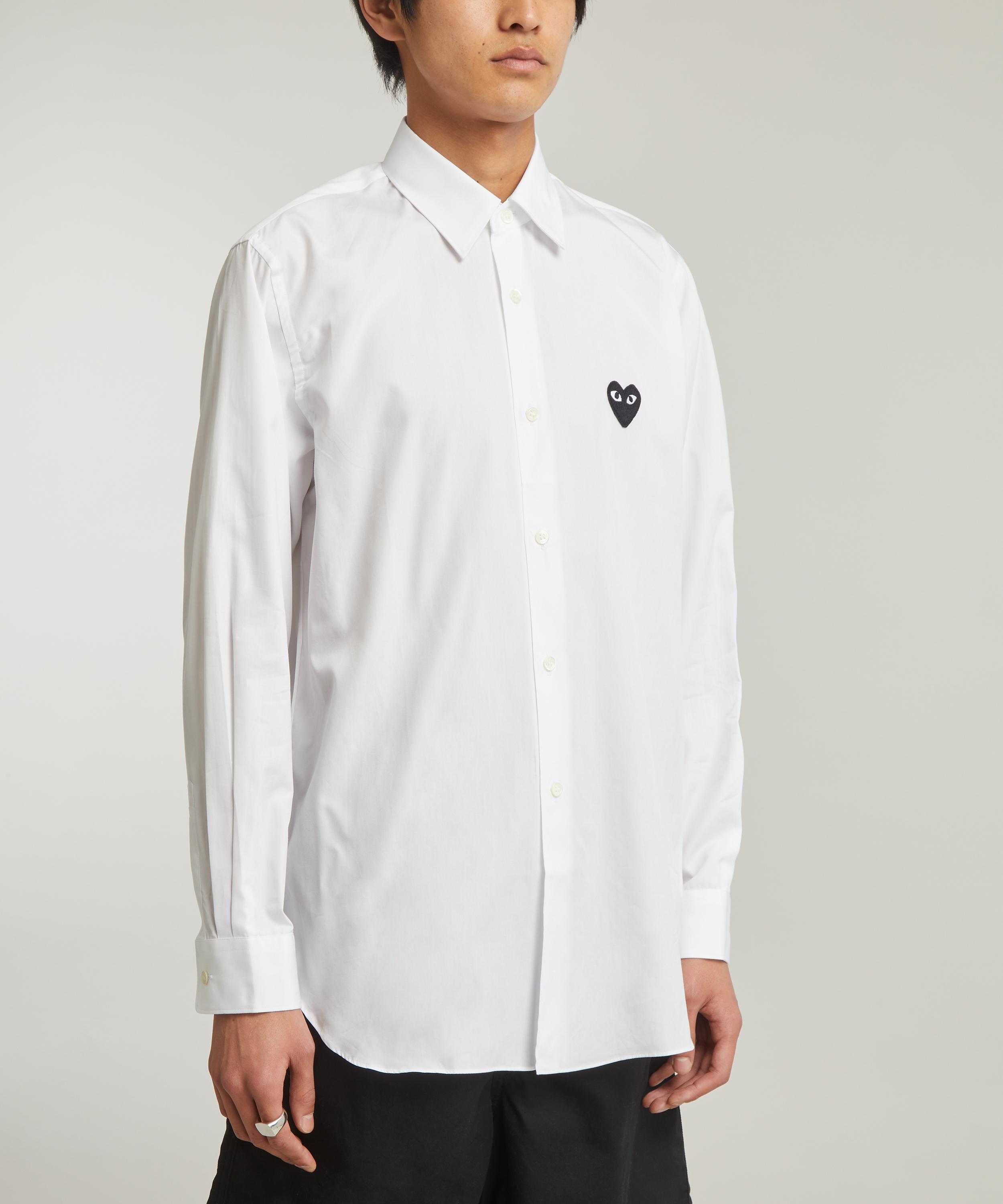 Comme des Garçons Play - Black Heart Appliqué Cotton Shirt image number 2