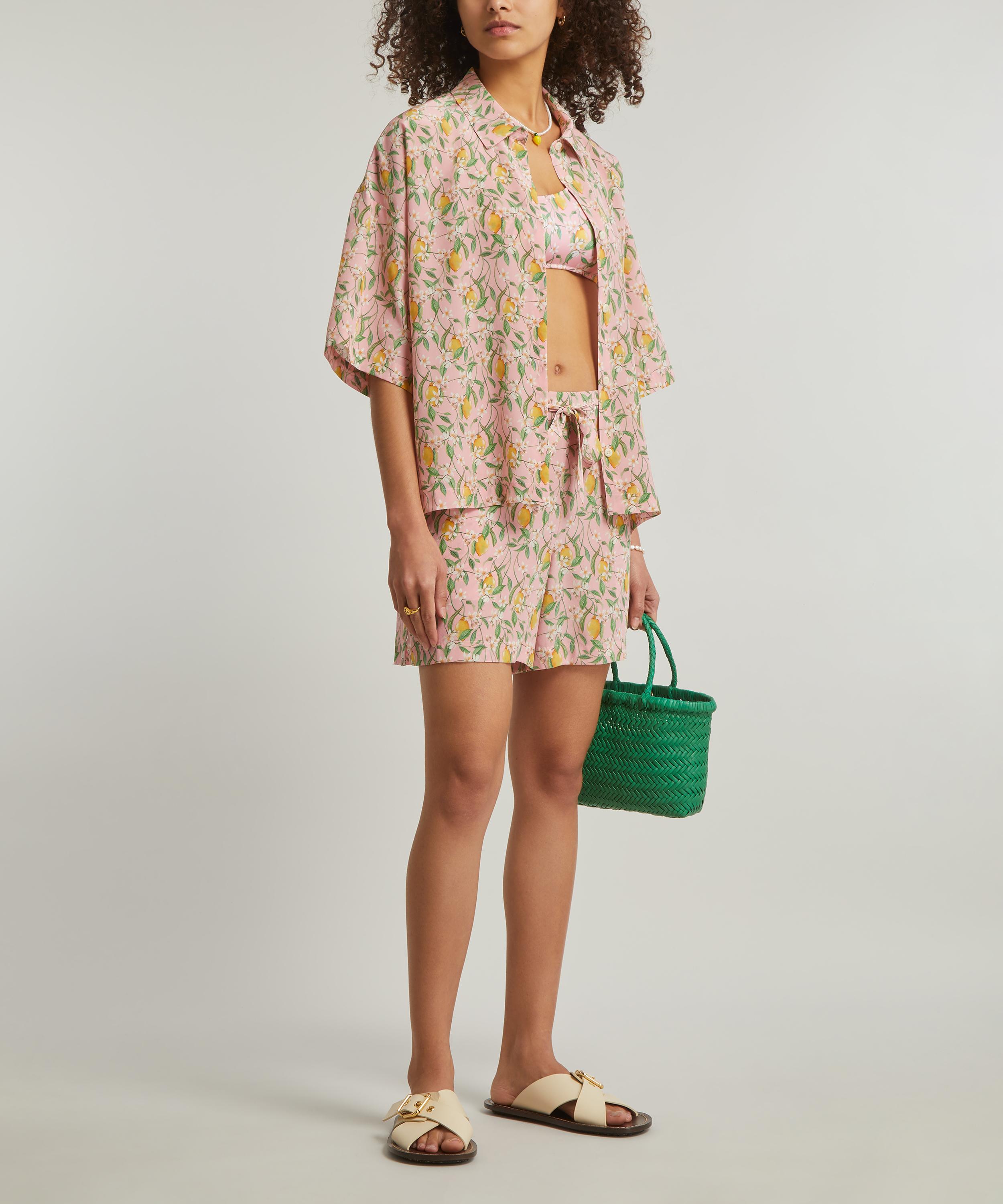 Liberty - Lemon Blossom Silk Satin Resort Short Set image number 1