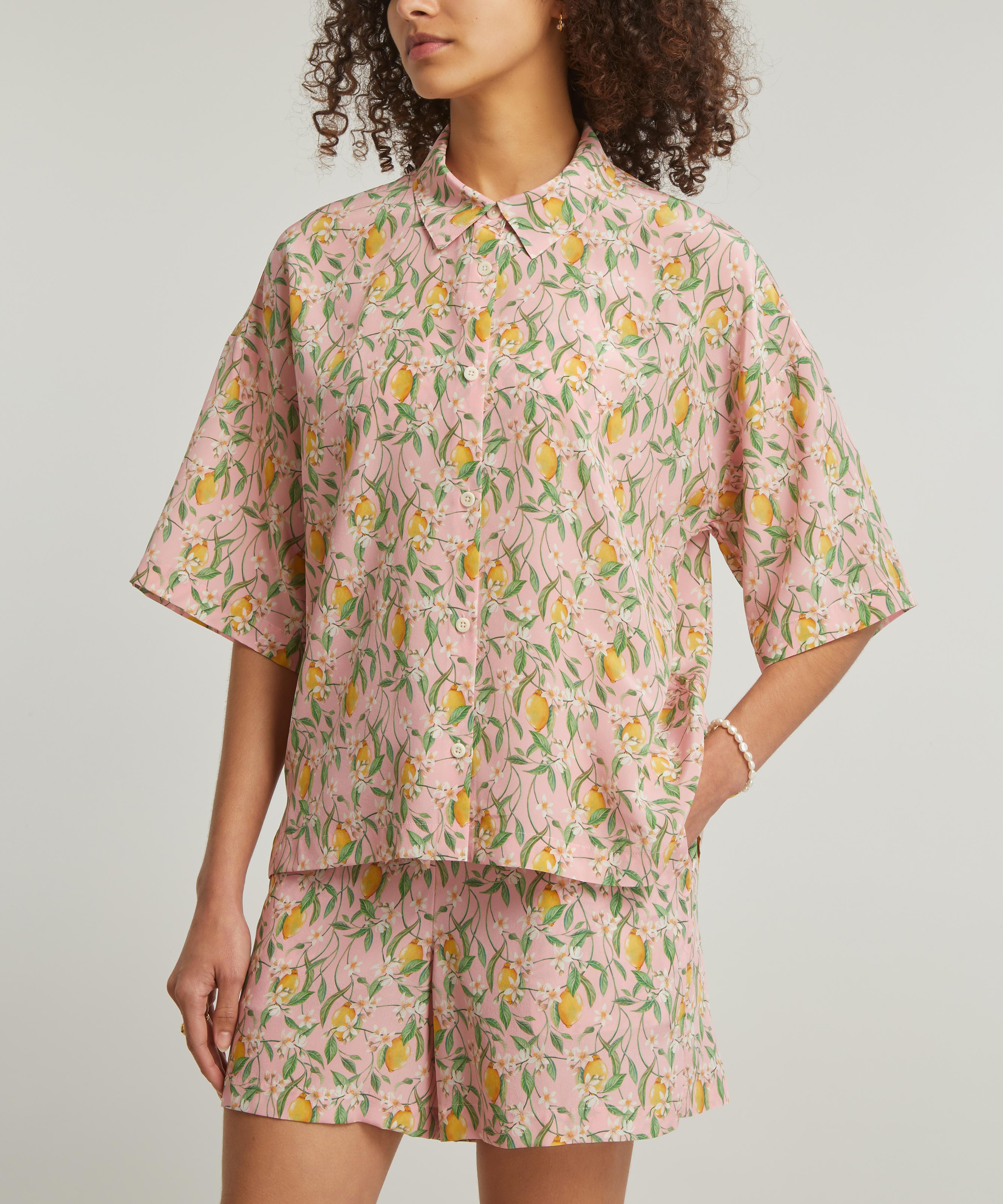 Liberty - Lemon Blossom Silk Satin Resort Short Set image number 2