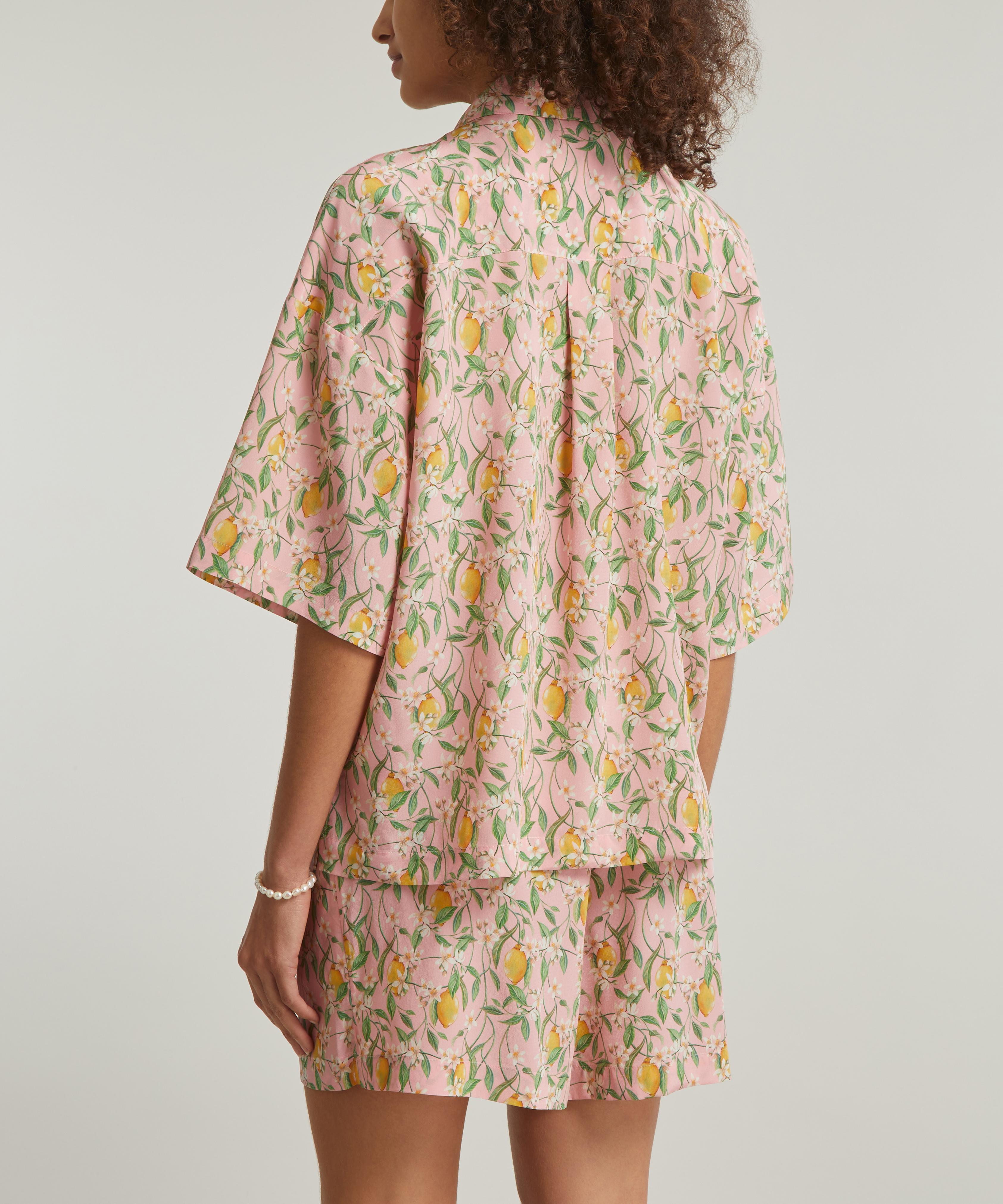 Liberty - Lemon Blossom Silk Satin Resort Short Set image number 3