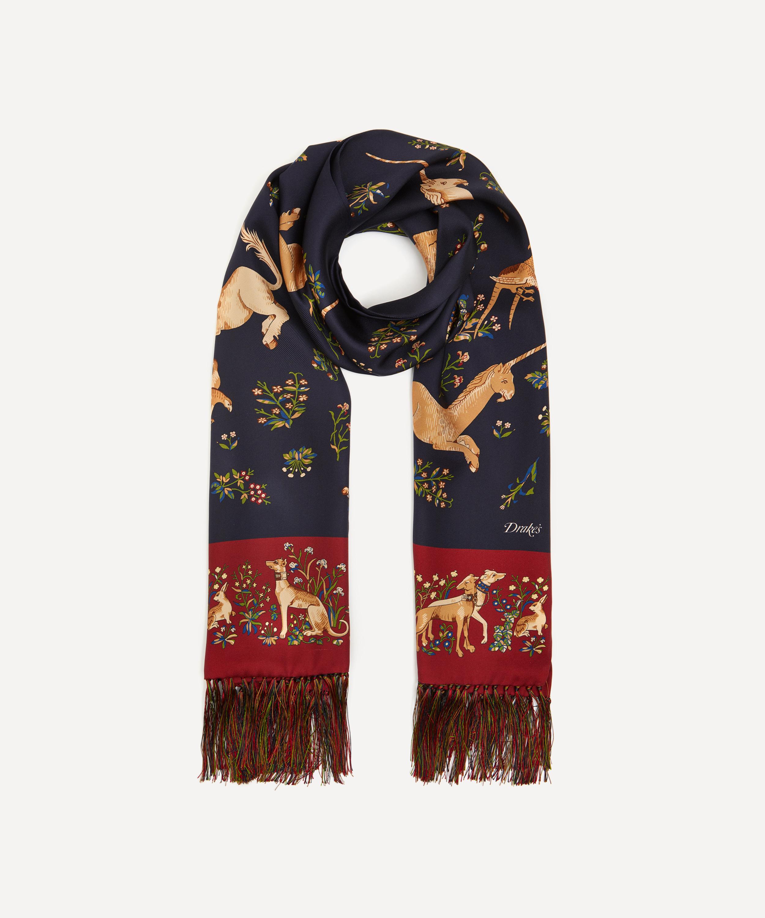 Drakes - Unicorn Tubular Silk Scarf image number 0