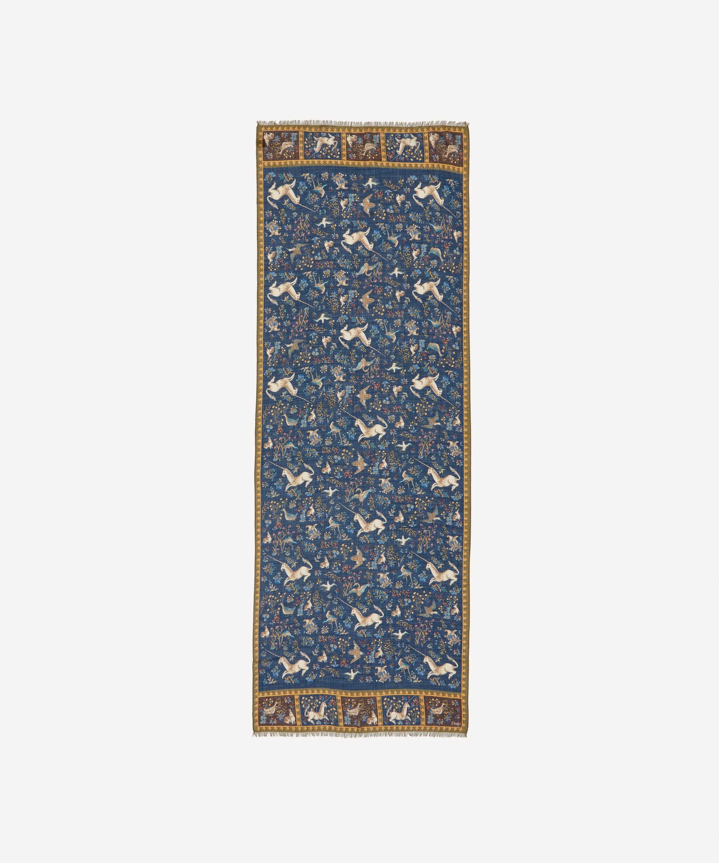 Drake's Mughal Hunter Wool-Silk Scarf Brown