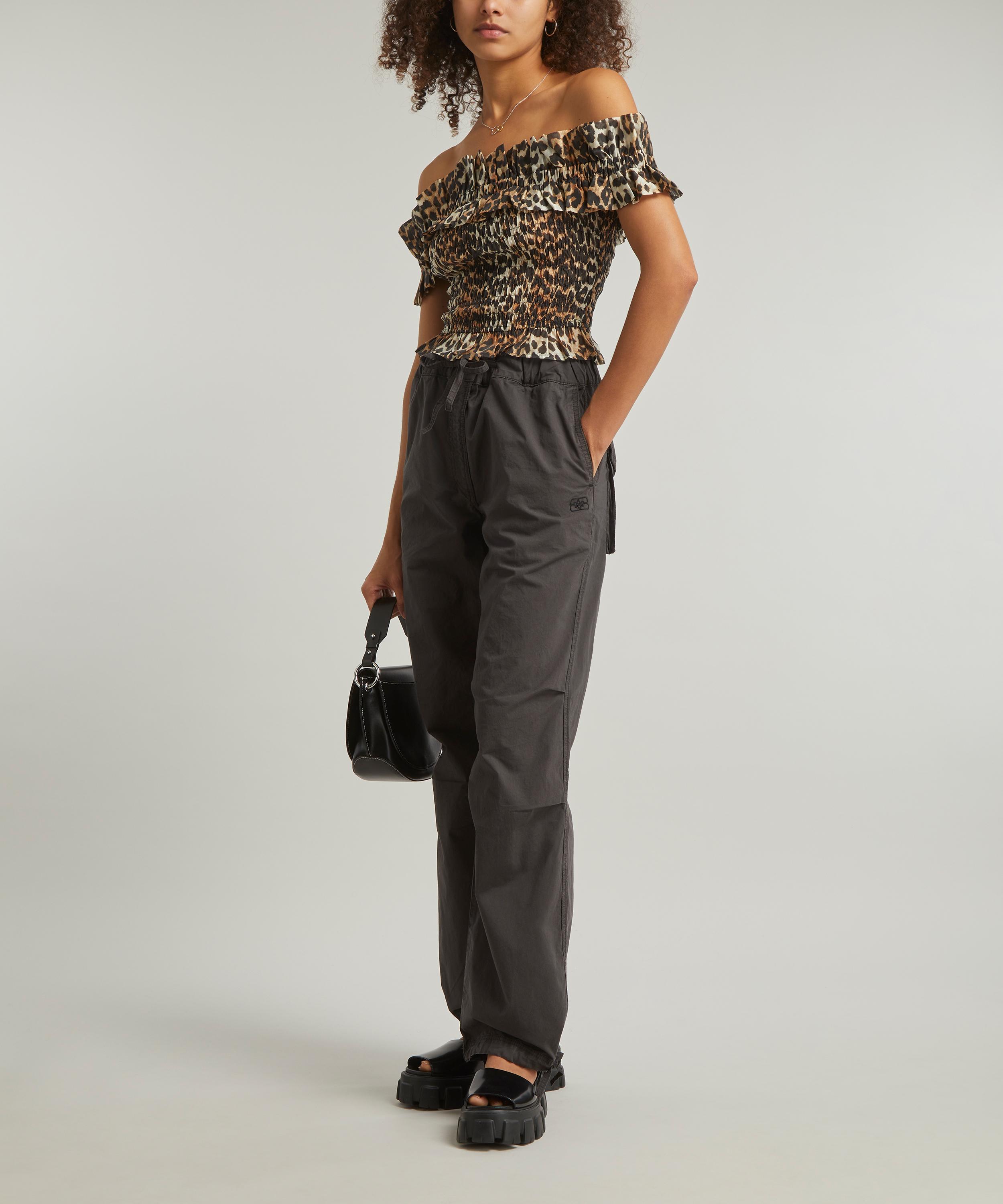 Ganni - Sheer Voile Cropped Off-Shoulder Smock Top image number 1