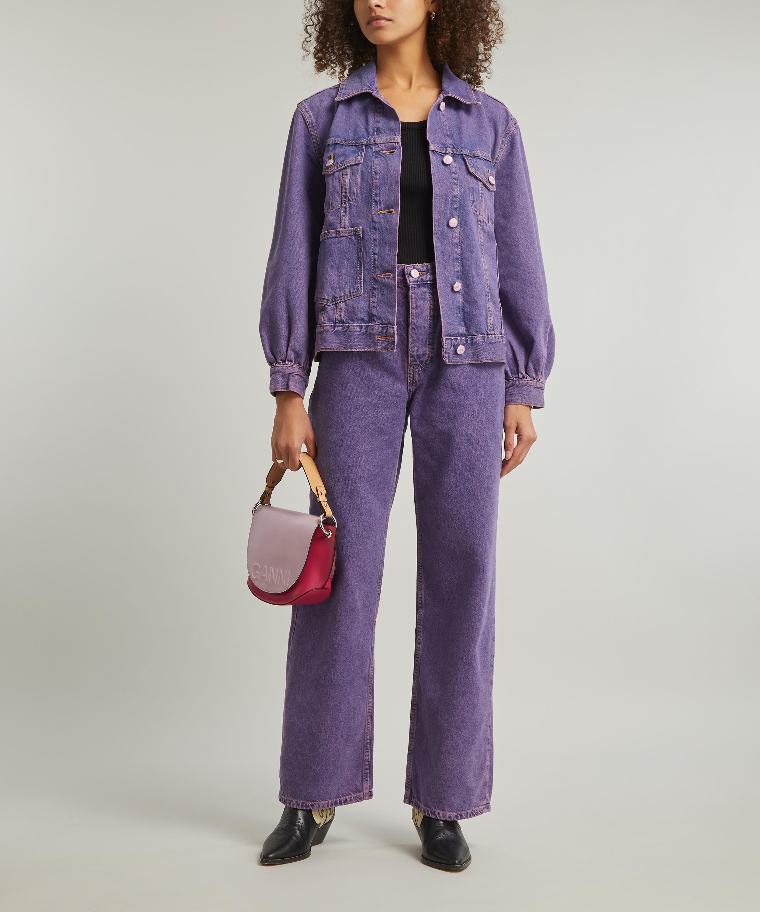 Ganni Bleached Denim Jacket in Purple