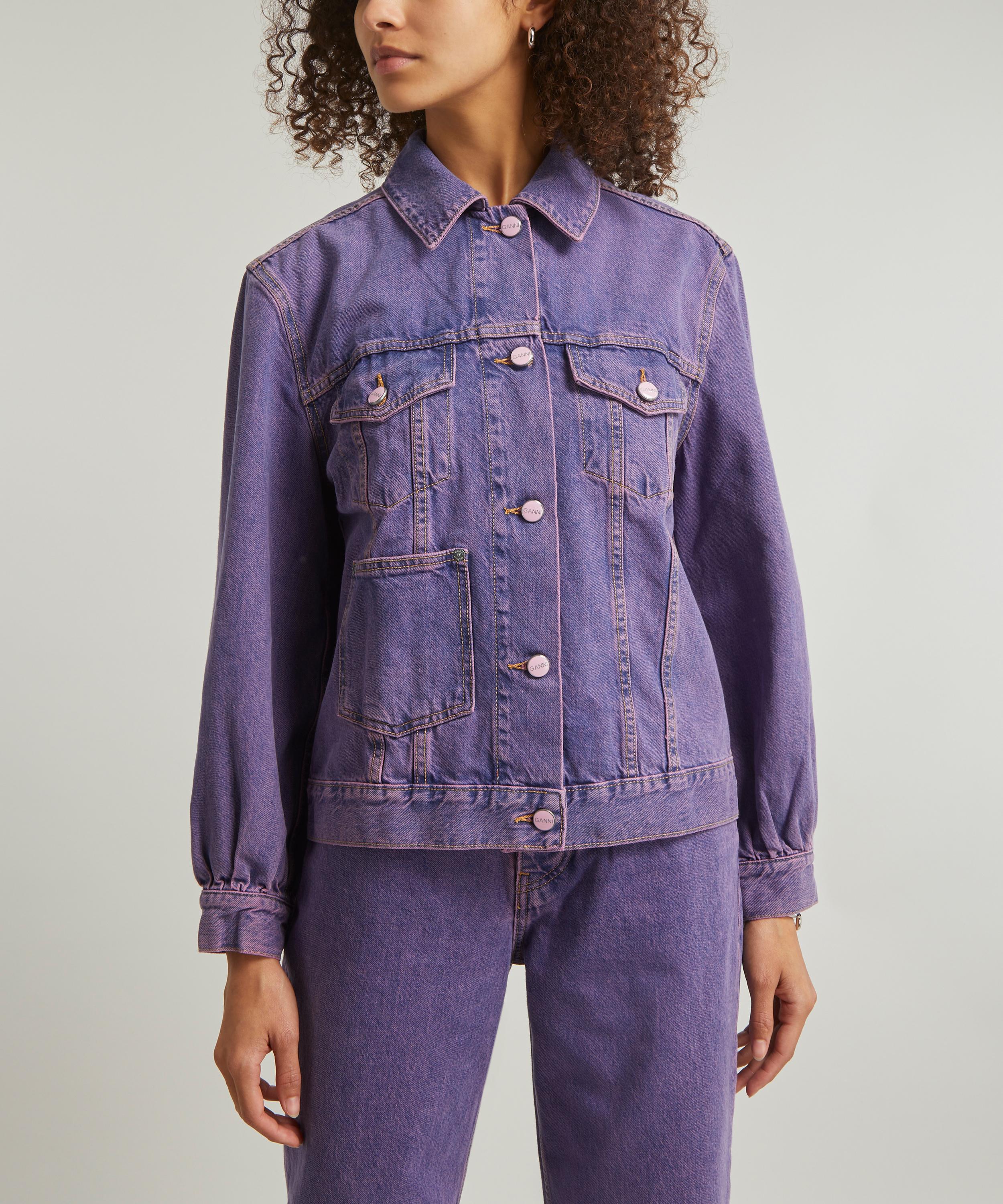 Ganni Bleached Denim Jacket in Purple