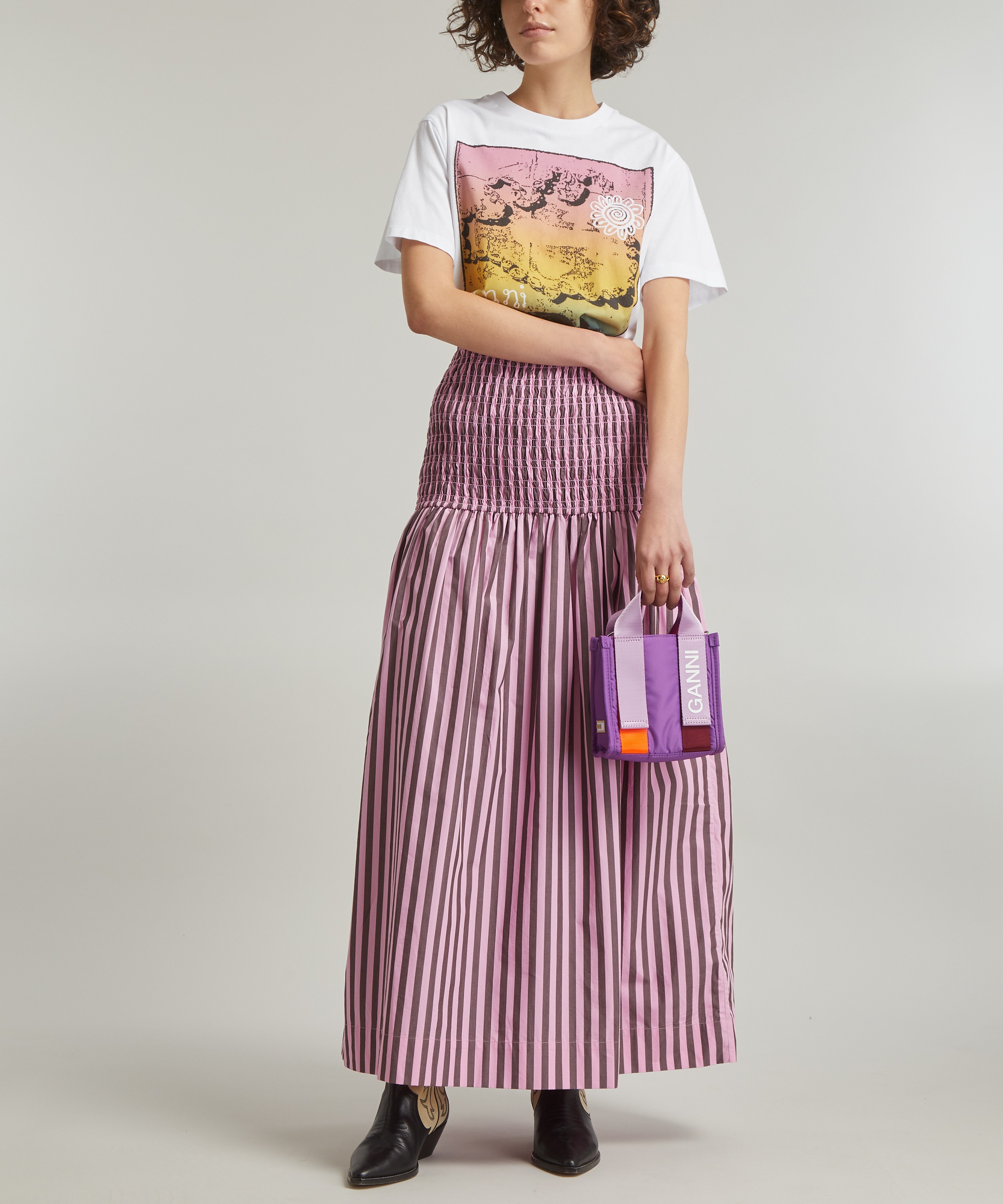 Ganni Striped Cotton Smock Skirt | Liberty