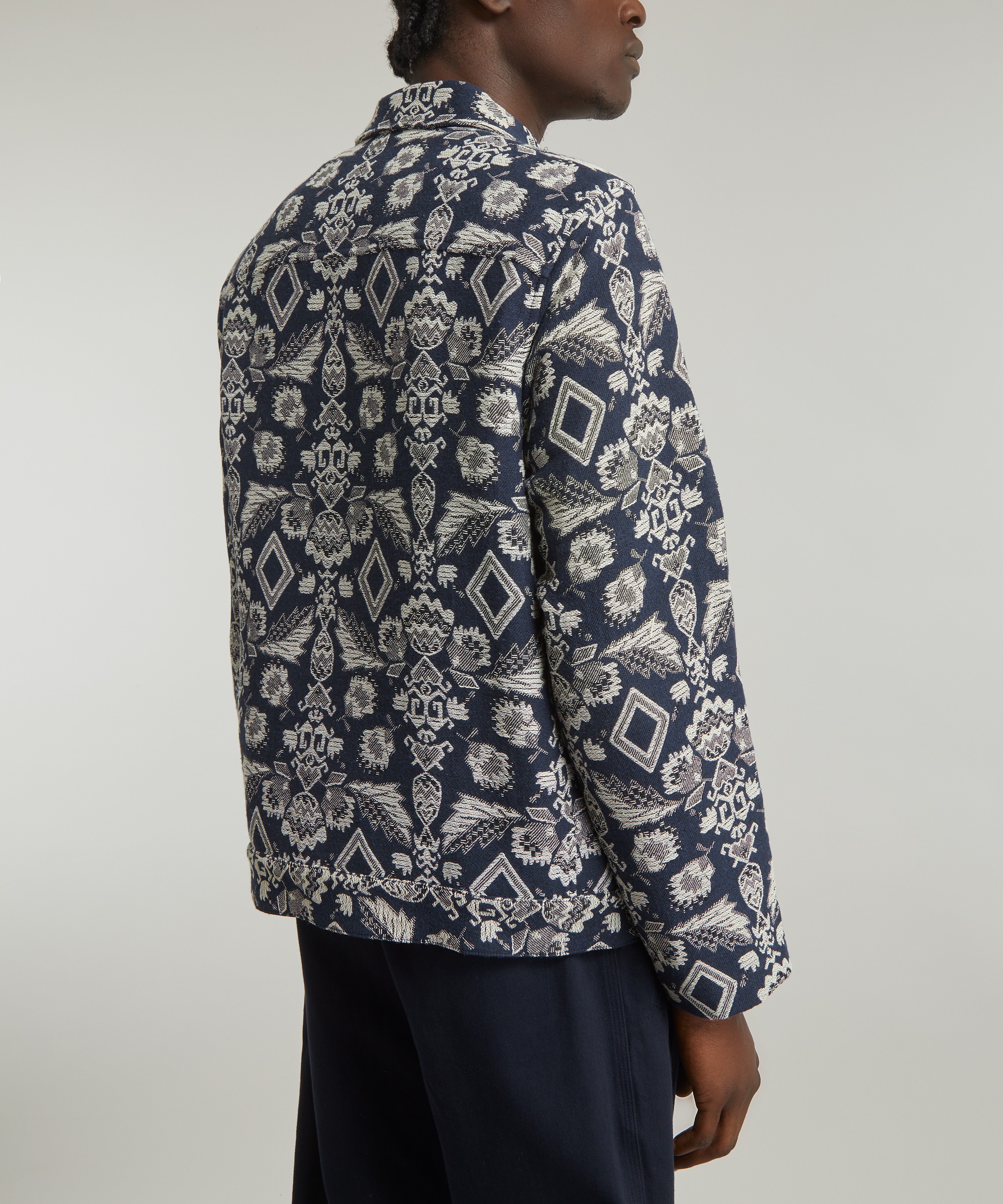 Jacquard-weave bomber jacket - Dark blue/Patterned - Men