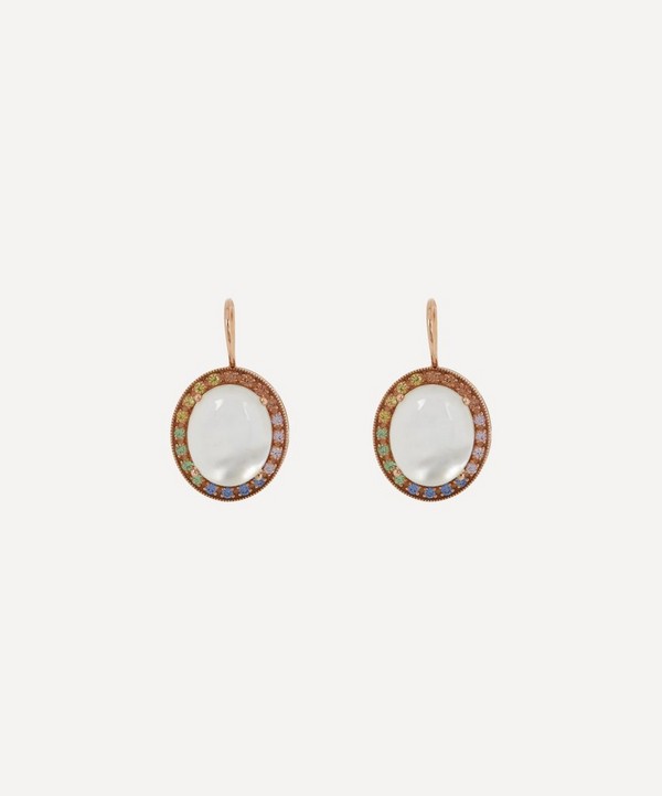 Andrea Fohrman - 18ct Rose Gold Kat White Moonstone Oval Drop Earrings image number null