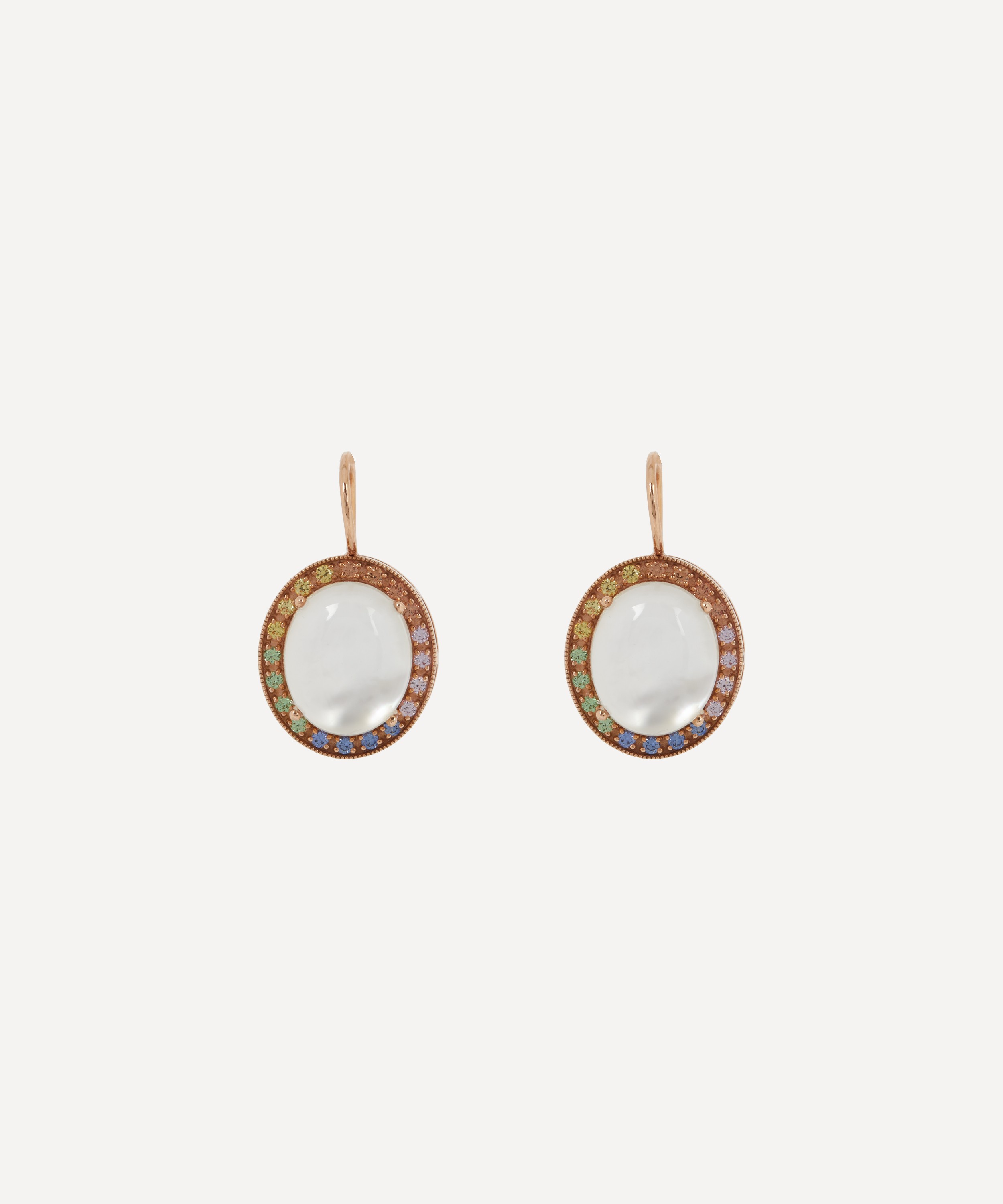 Andrea Fohrman - 18ct Rose Gold Kat White Moonstone Oval Drop Earrings image number 0