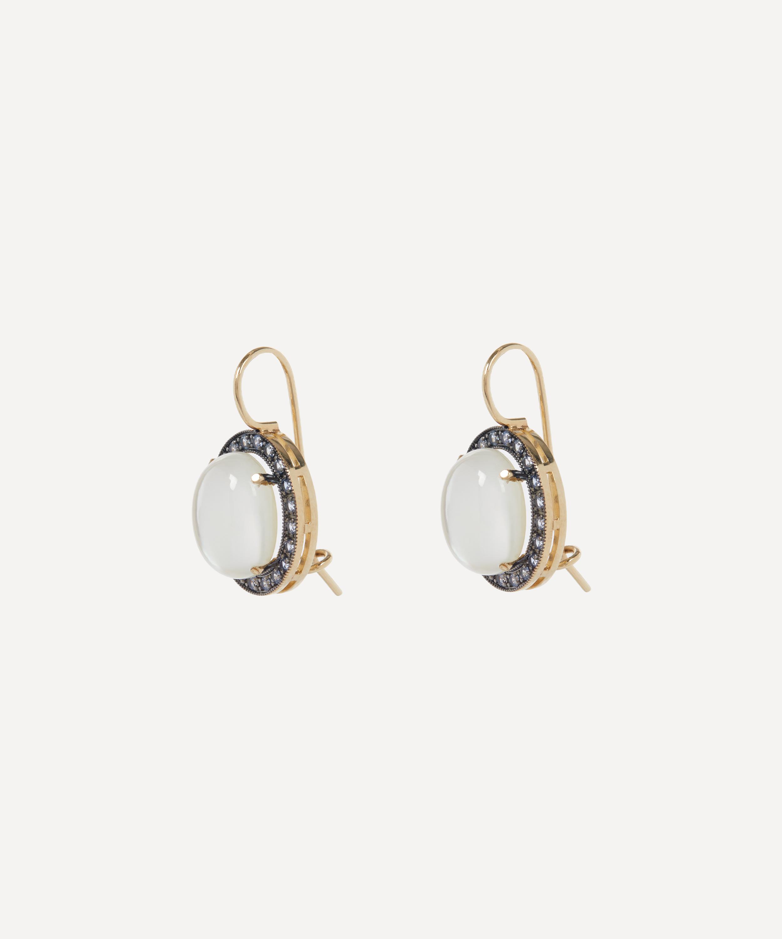 Andrea Fohrman - 14ct Gold Kat White Moonstone Oval Drop Earrings image number 1