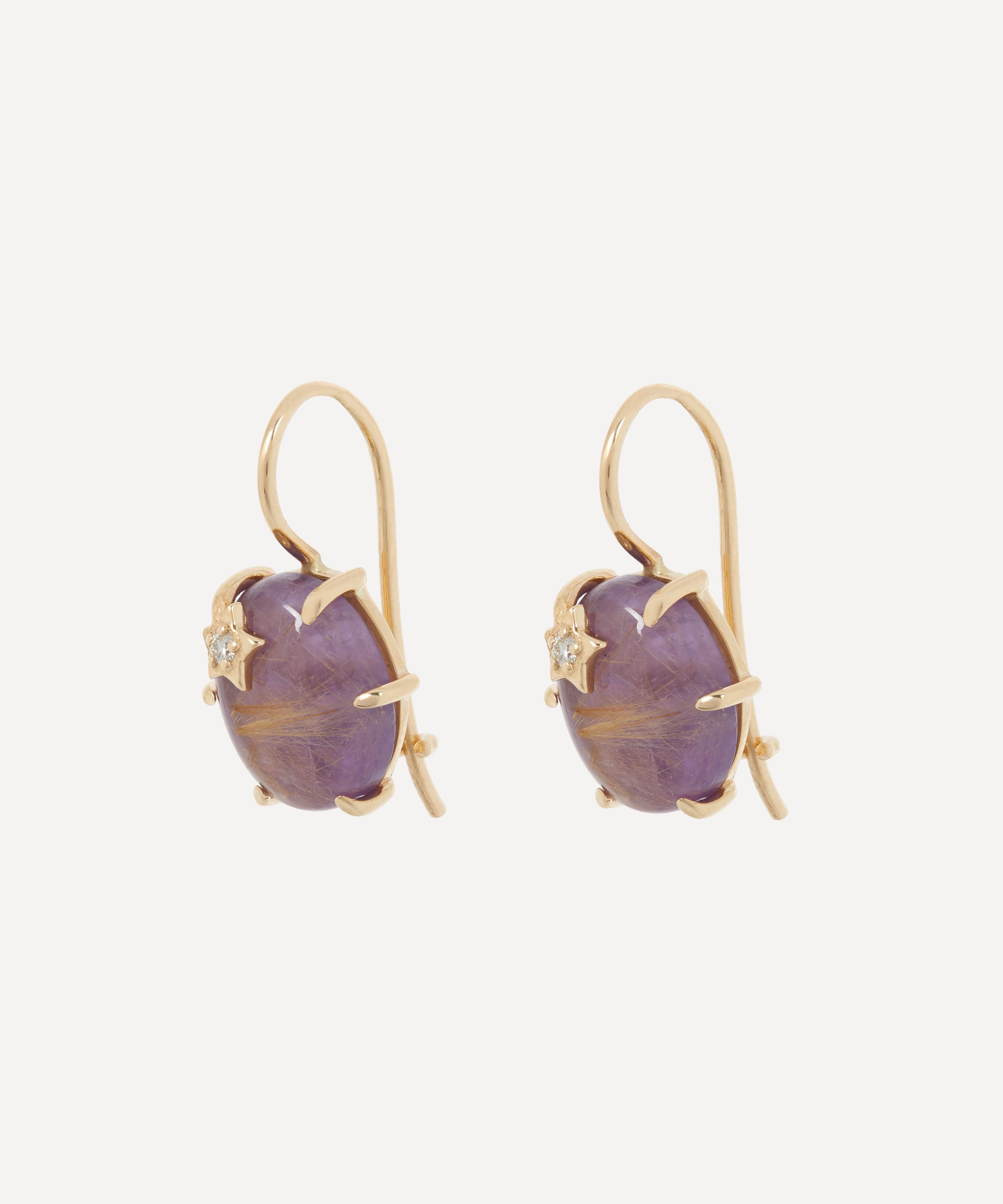 Andrea Fohrman - 14ct Gold Mini Galaxy Rose de France Drop Earrings image number 1