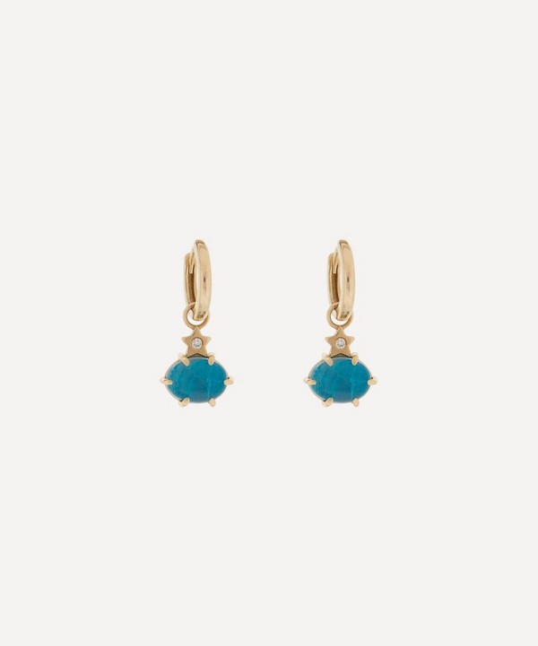 Andrea Fohrman - 14ct Gold Mini Cosmo Chrysocolla Hoop Earrings image number null