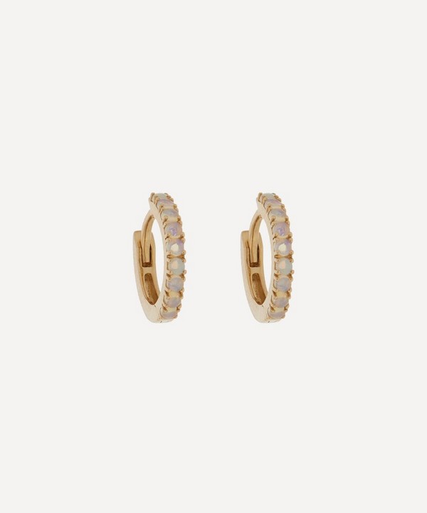 Andrea Fohrman - 14ct Gold Opal Pavé Huggie Hoop Earrings