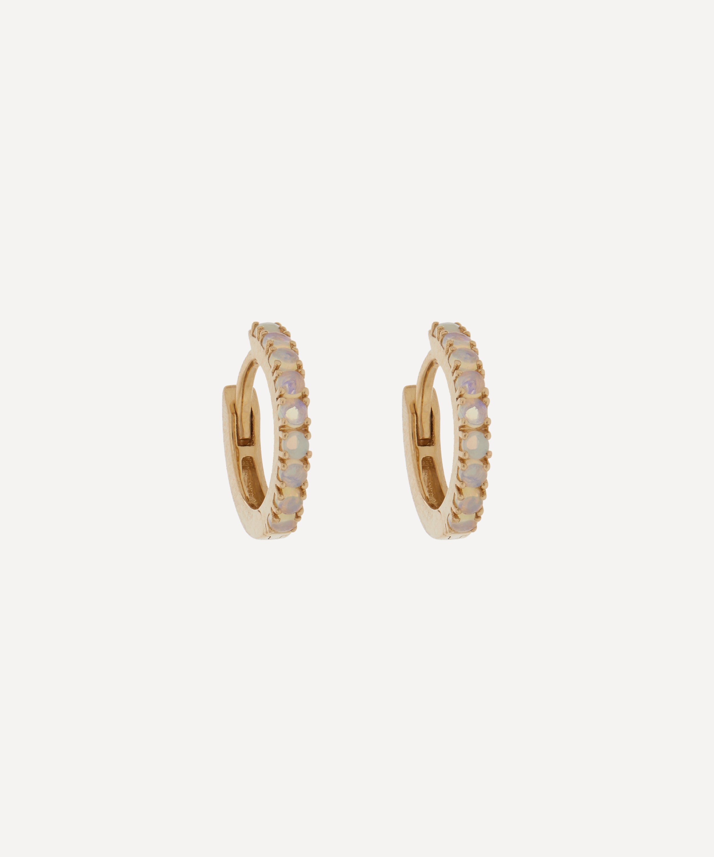 Andrea Fohrman - 14ct Gold Opal Pavé Huggie Hoop Earrings