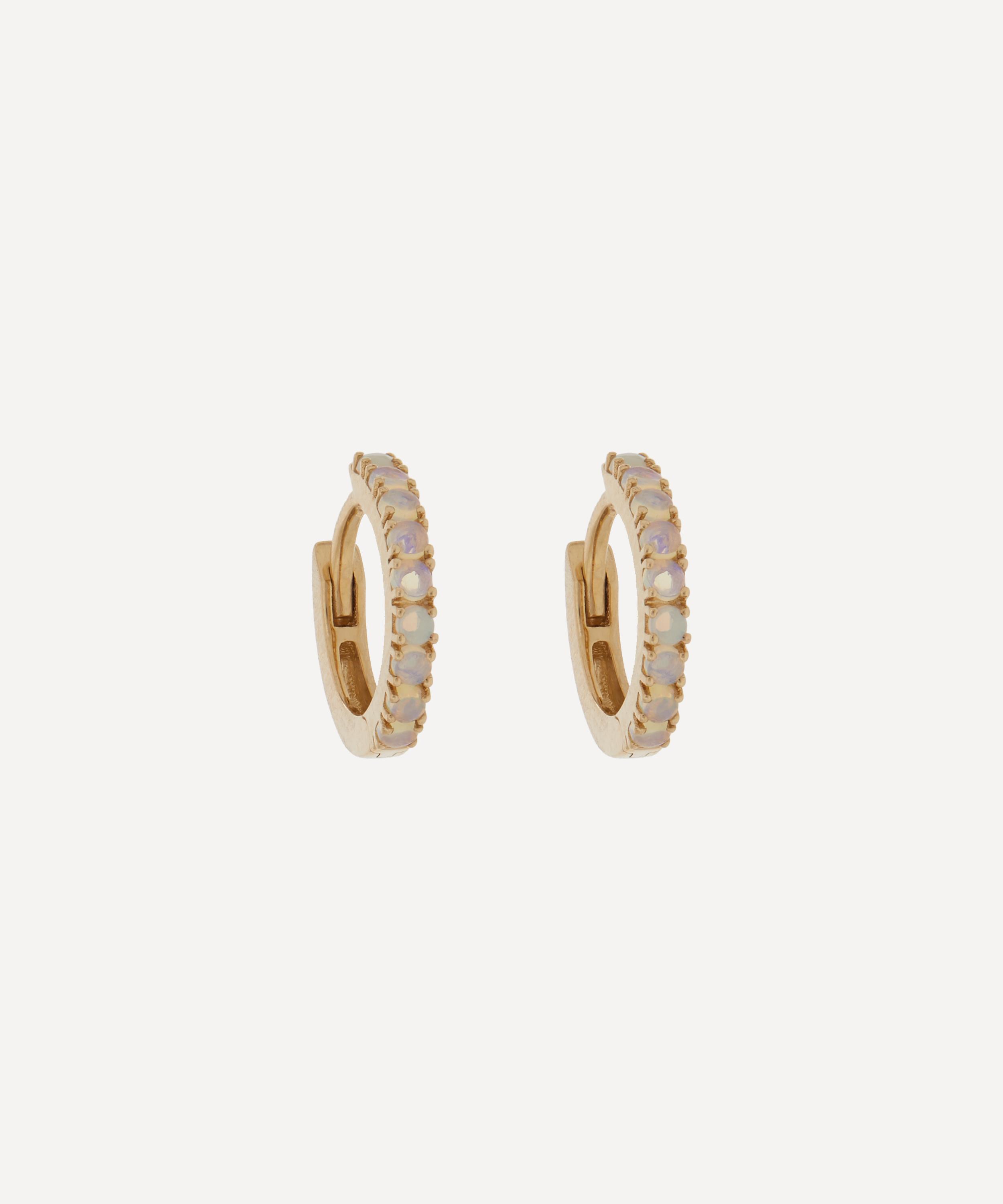 Andrea Fohrman - 14ct Gold Opal Pavé Huggie Hoop Earrings image number 0