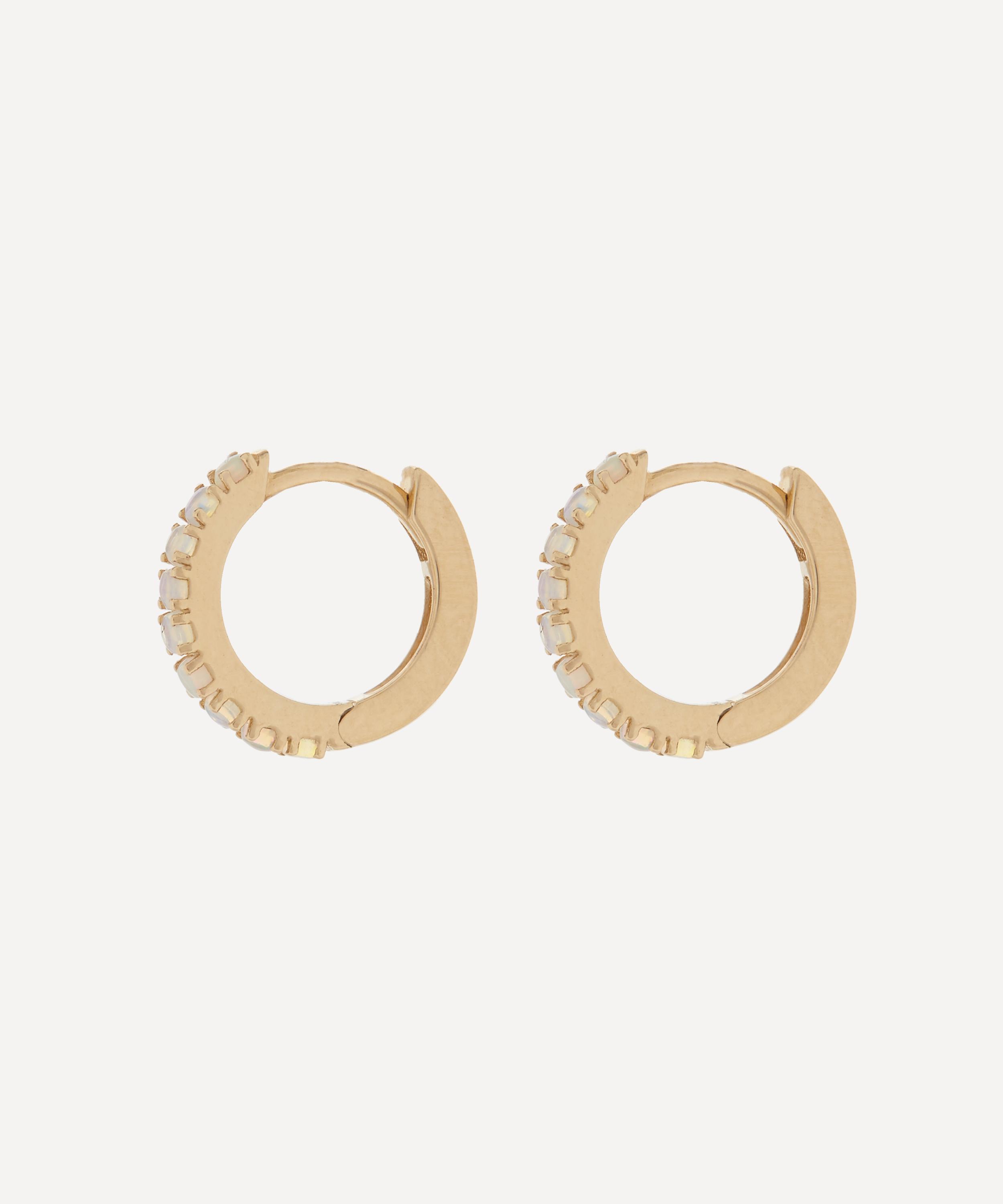 Andrea Fohrman - 14ct Gold Opal Pavé Huggie Hoop Earrings image number 1