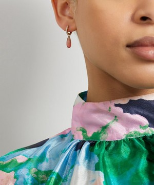 Andrea Fohrman - 14ct Gold African Garnet and Opal Huggie Hoop Earrings image number 1