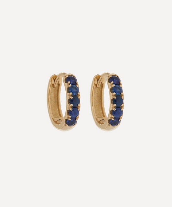 Andrea Fohrman - 14ct Gold Chubby Blue Sapphire Pavé Huggie Hoop Earrings image number null
