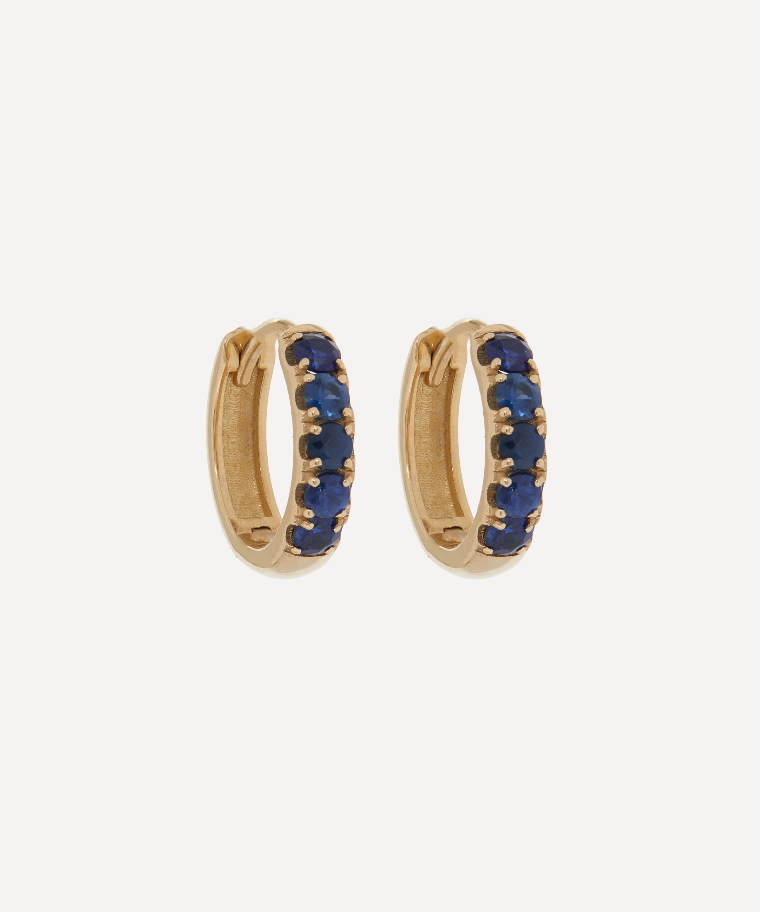 Andrea Fohrman - 14ct Gold Chubby Blue Sapphire Pavé Huggie Hoop Earrings image number 0