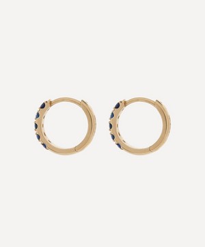 Andrea Fohrman - 14ct Gold Chubby Blue Sapphire Pavé Huggie Hoop Earrings image number 2