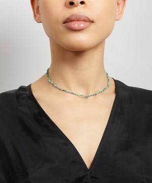 Andrea Fohrman - 14ct Gold Turquoise Beaded Choker Necklace image number 1