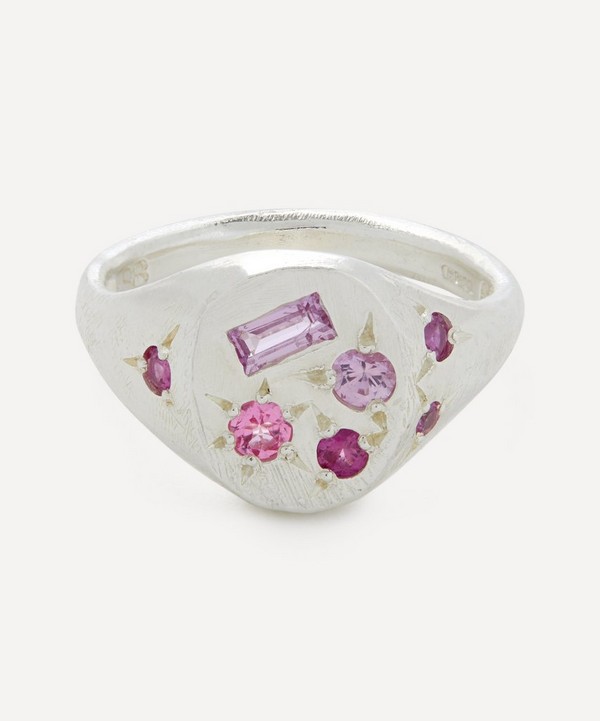 Seb Brown - Silver with Pink Multi-Stone Signet Ring