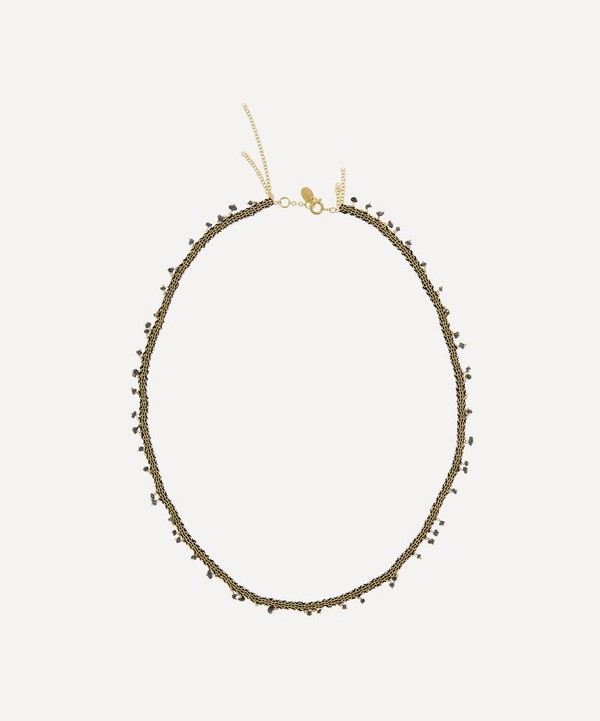 Stephanie Schneider - Gold-Plated Black Diamond Woven Chain Necklace image number null