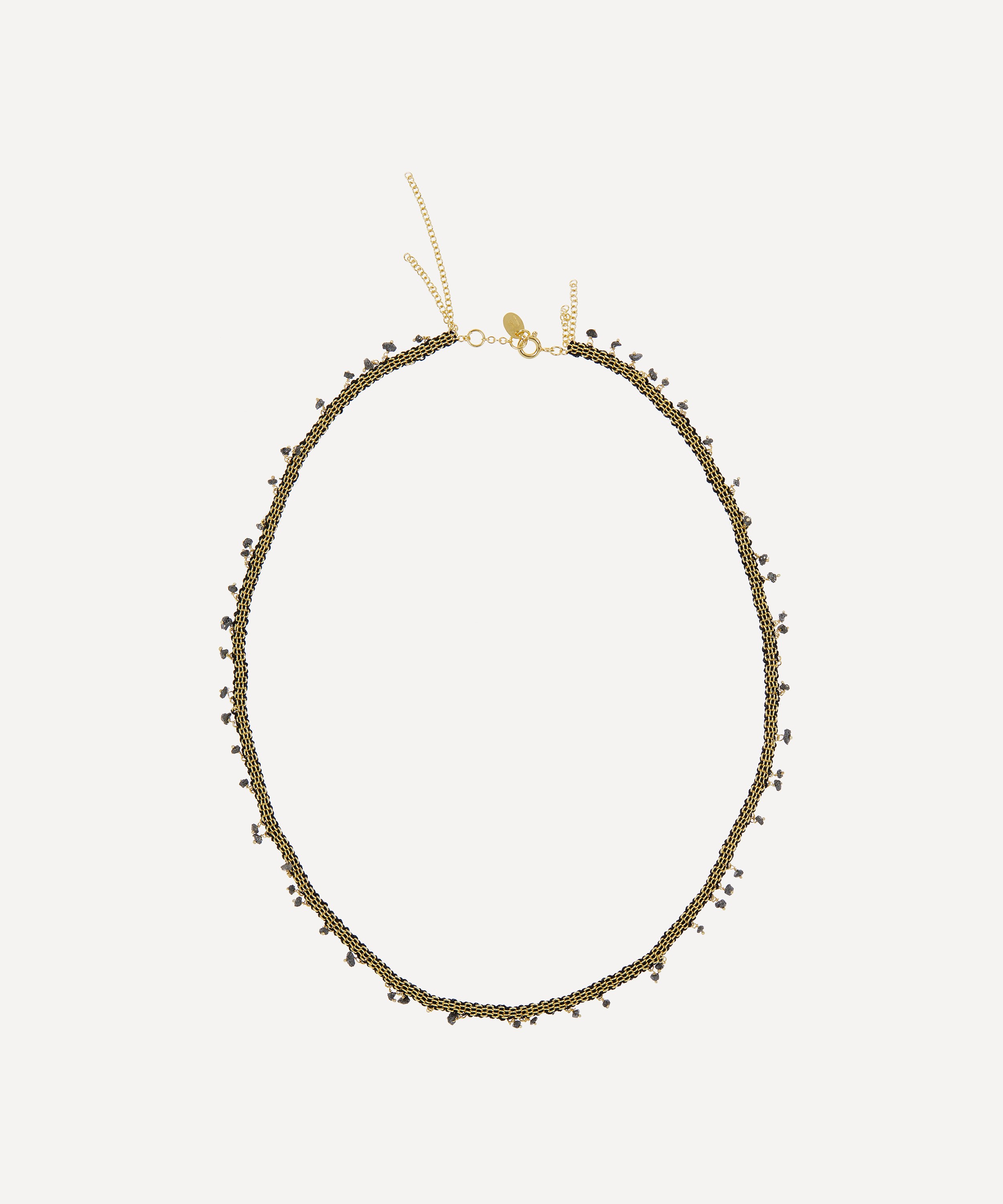 Stephanie Schneider - Gold-Plated Black Diamond Woven Chain Necklace image number 0