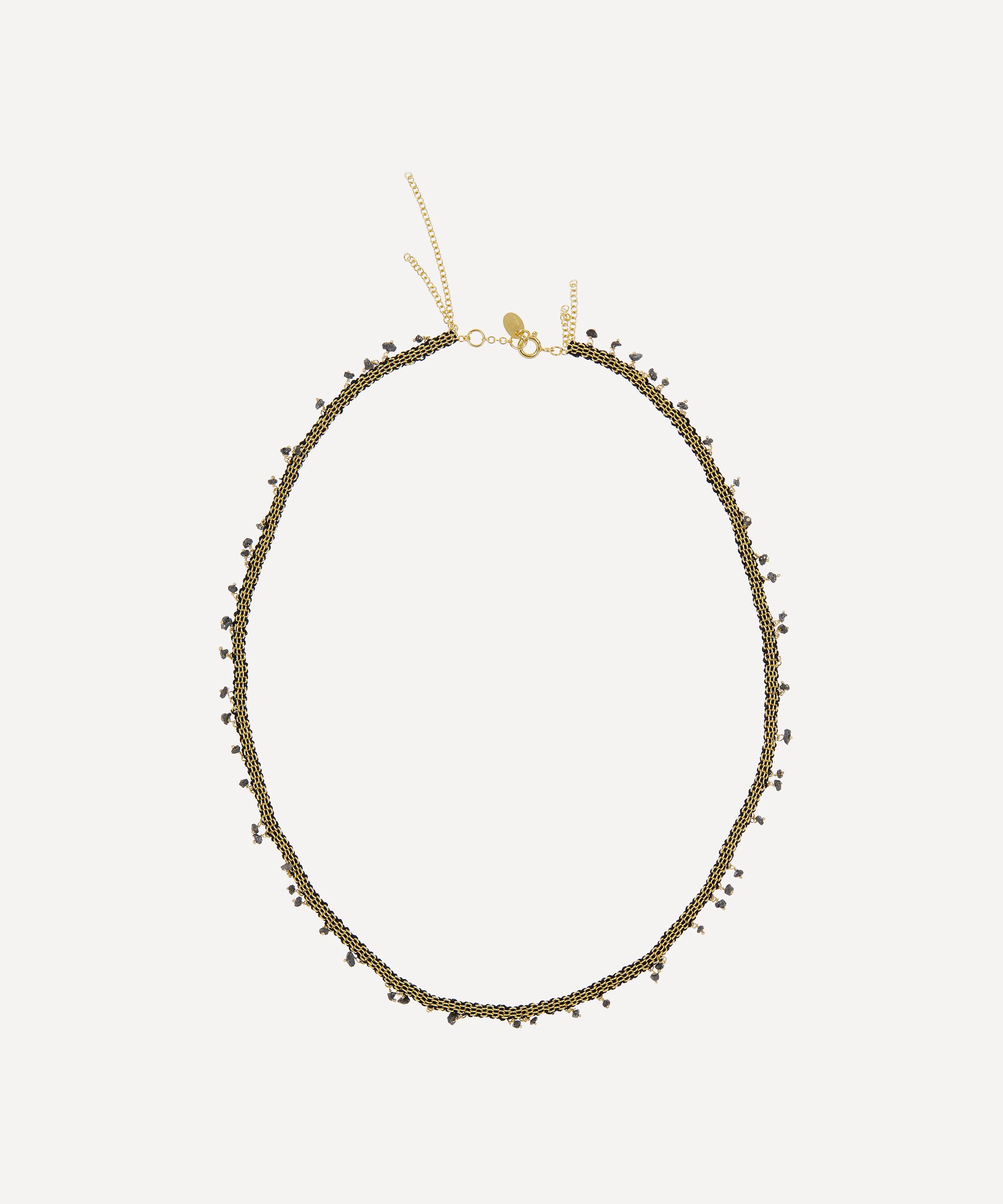 Stephanie Schneider - Gold-Plated Black Diamond Woven Chain Necklace image number 0