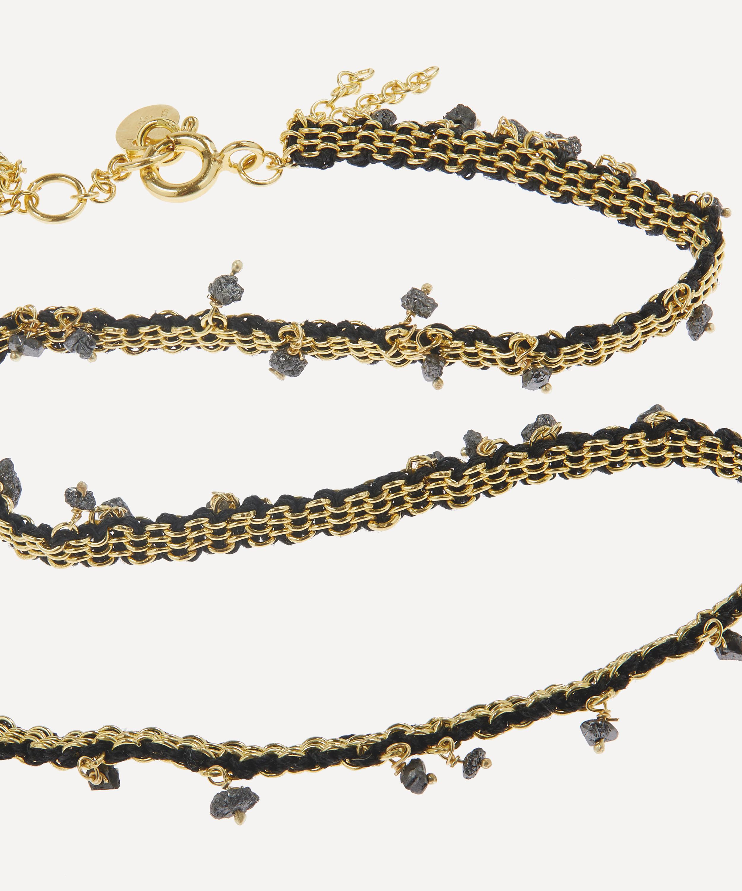 Stephanie Schneider - Gold-Plated Black Diamond Woven Chain Necklace image number 1