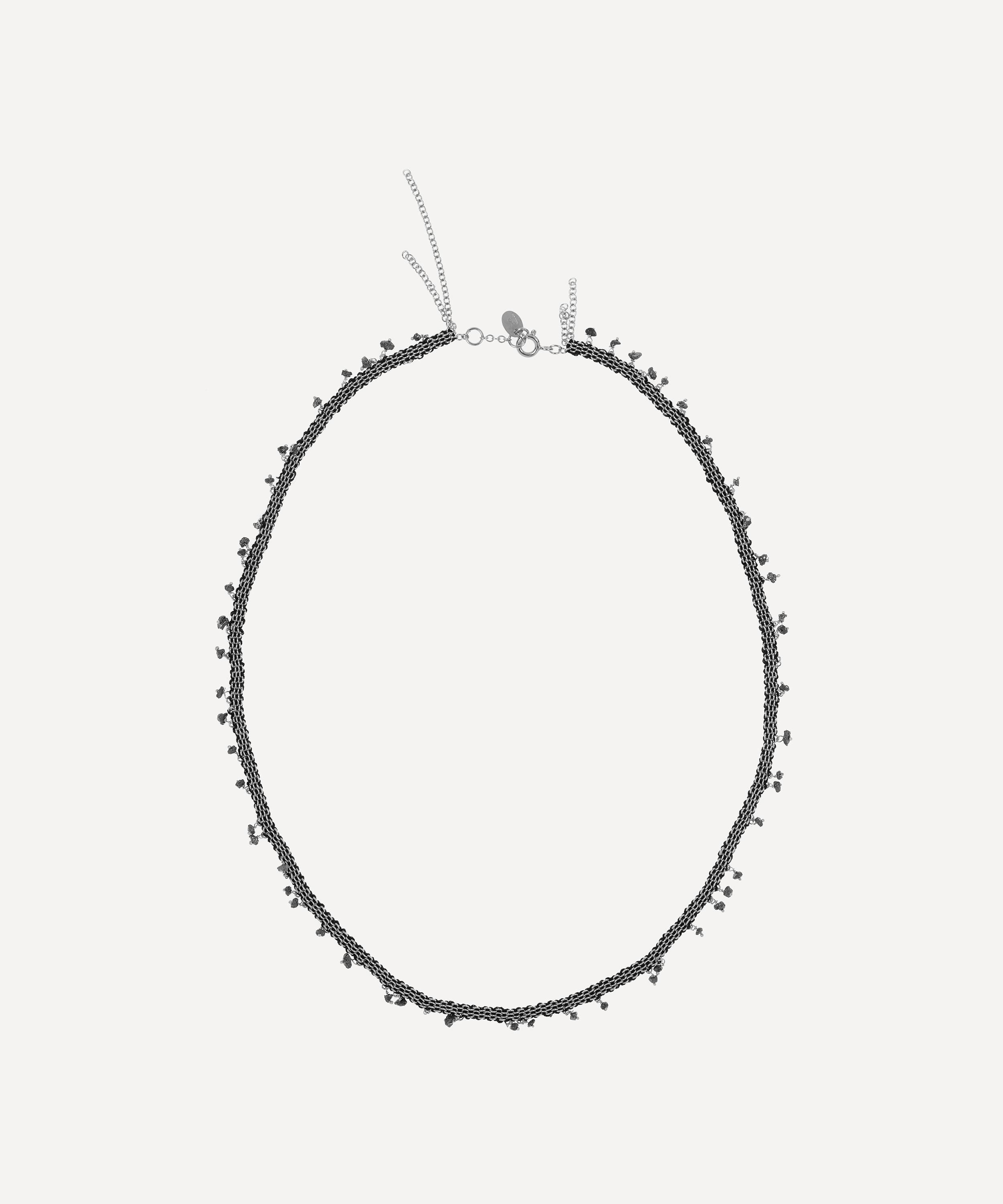 Stephanie Schneider - Sterling Silver Black Diamond Woven Chain Necklace image number 