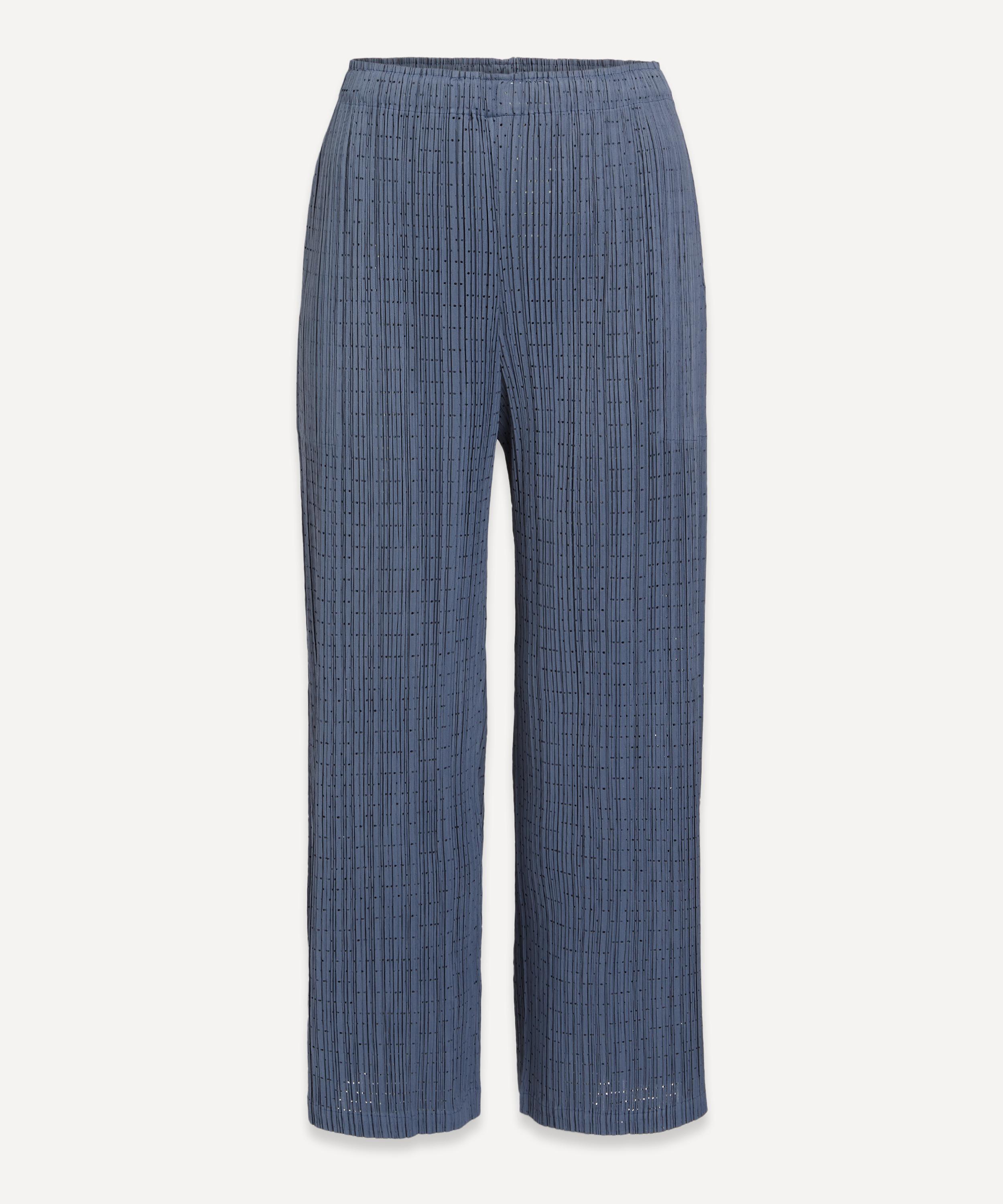 Pleats Please Issey Miyake Cropped Pleated Trousers in Gray