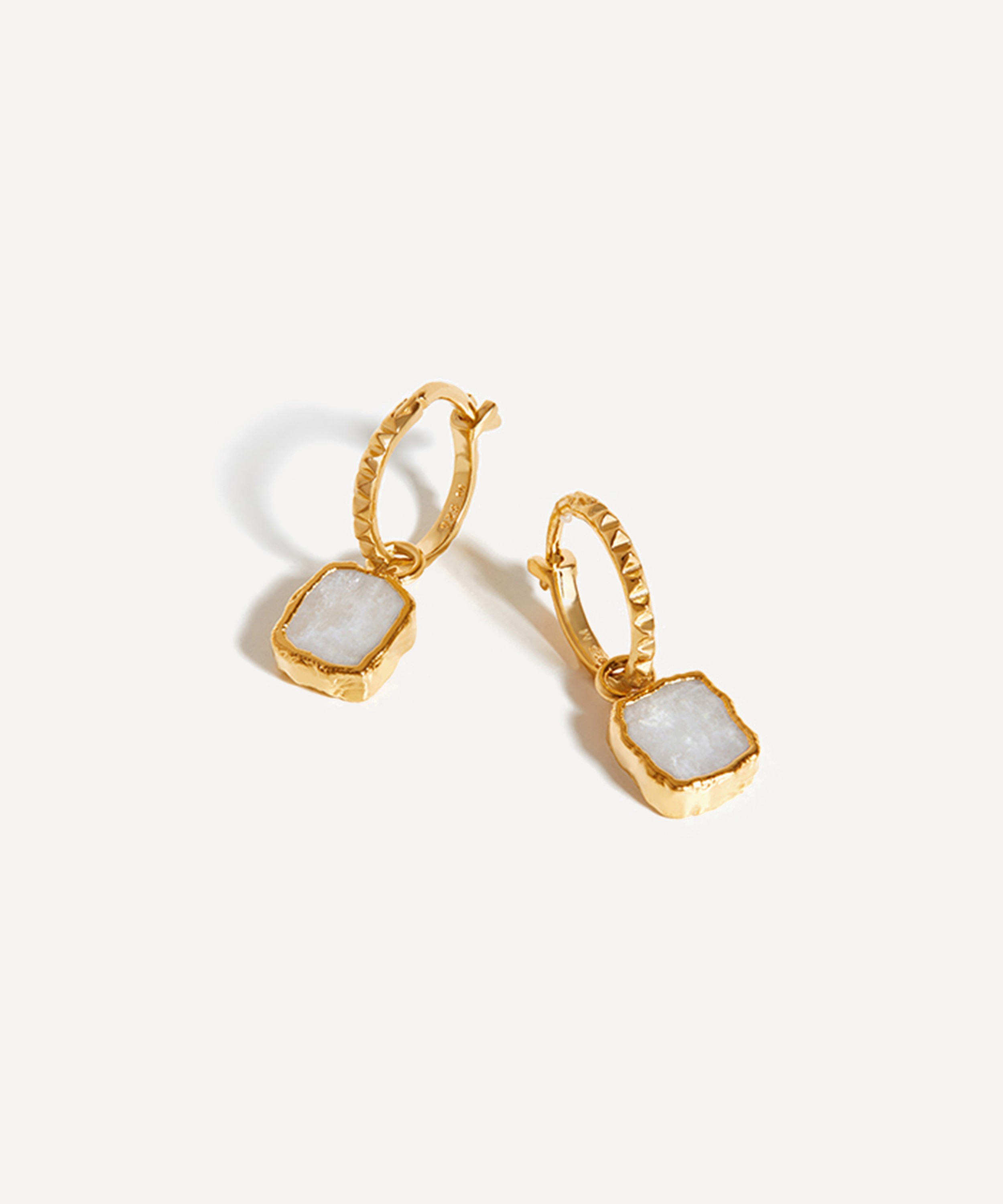 Missoma - 18ct Gold-Plated Vermeil Silver Mini Pyramid Charm Drop Hoop Earrings image number 0