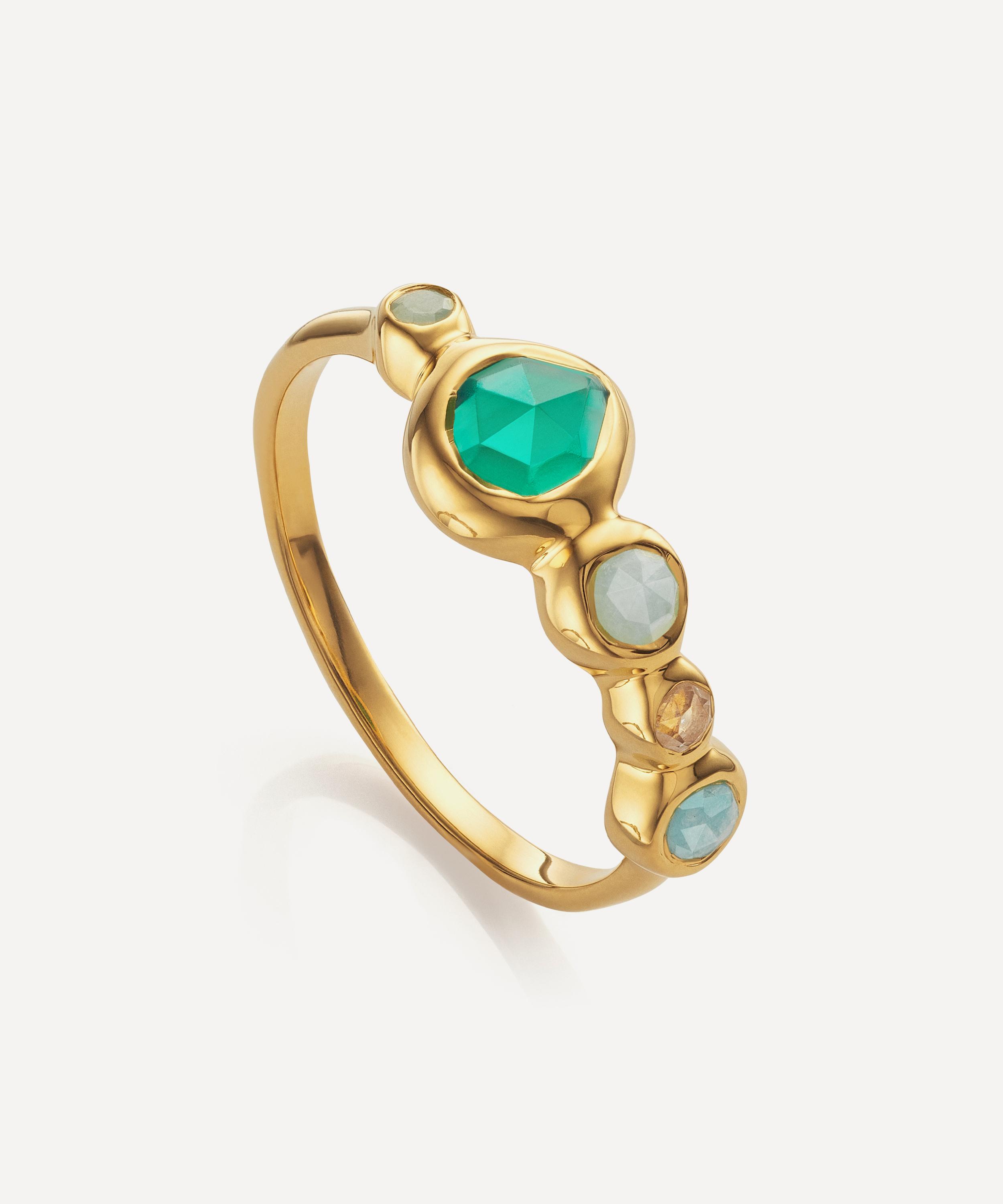 Monica Vinader - 18 Gold-Plated Siren Gemstone Half Eternity Ring