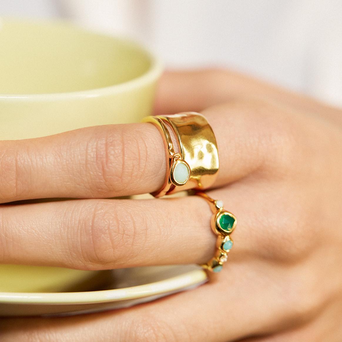 Monica Vinader - 18 Gold-Plated Siren Gemstone Half Eternity Ring image number 1