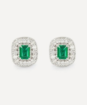Kojis - 18ct White Gold Emerald and Diamond Cluster Earrings image number 0