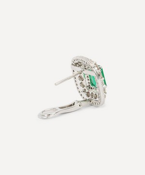 Kojis - 18ct White Gold Emerald and Diamond Cluster Earrings image number 2