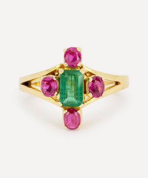 Kojis - 14ct Gold Vintage Emerald and Pink Sapphire Ring image number 0