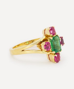 Kojis - 14ct Gold Vintage Emerald and Pink Sapphire Ring image number 1