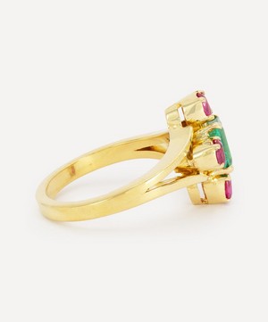 Kojis - 14ct Gold Vintage Emerald and Pink Sapphire Ring image number 2