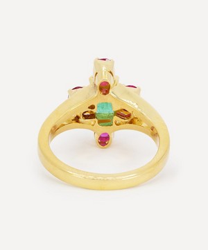 Kojis - 14ct Gold Vintage Emerald and Pink Sapphire Ring image number 3