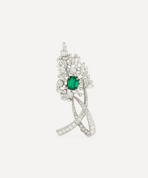 Kojis - Platinum Emerald and Diamond Corsage Brooch image number null